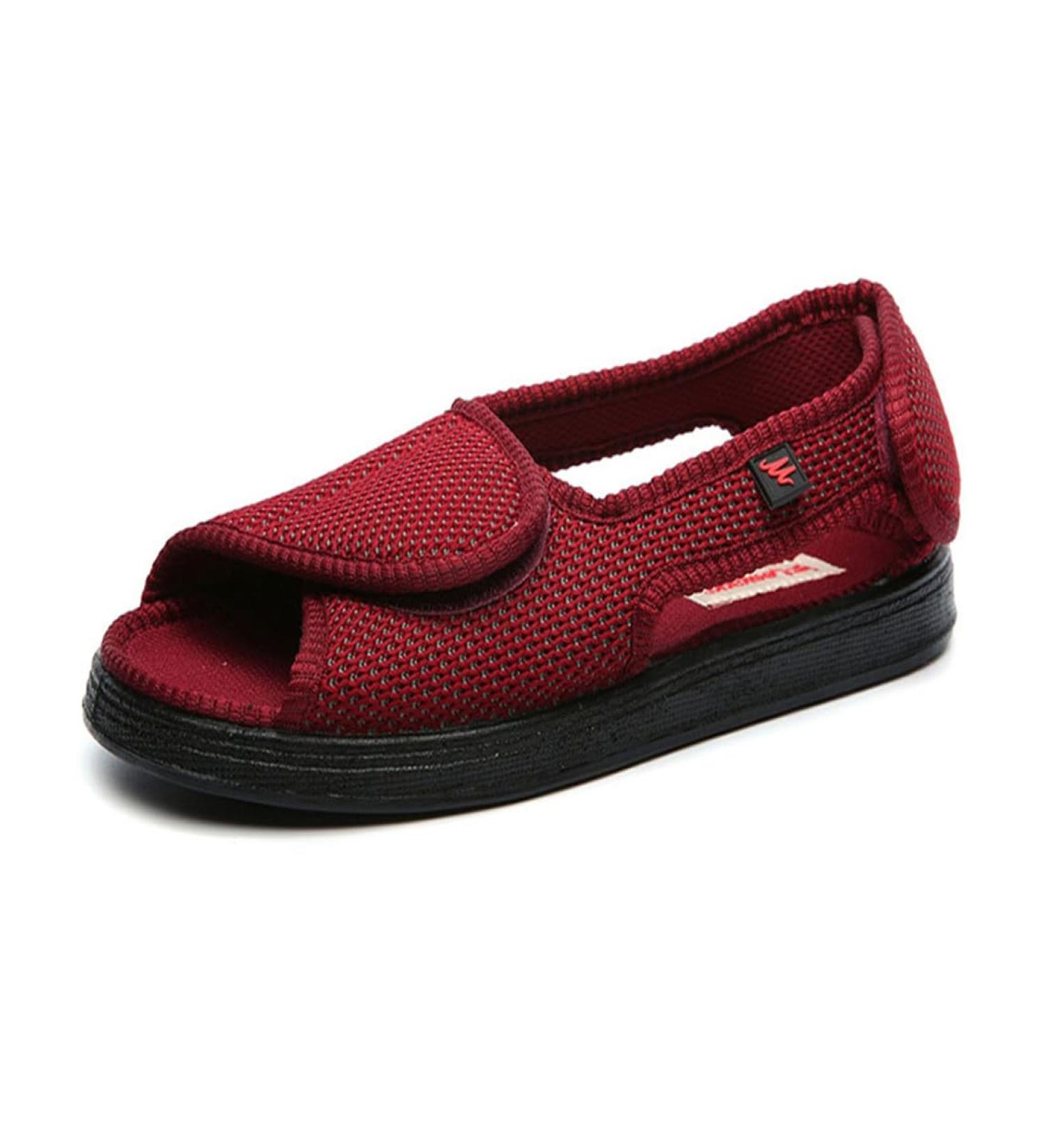 VEACAM Open Toe Diabetic Walking Shoes for Men - Non-Slip Elderly Sandals - Adjustable Lightweight Swollen Feet Edema Shoes 13 Red - Buy Online on GoSupps.com