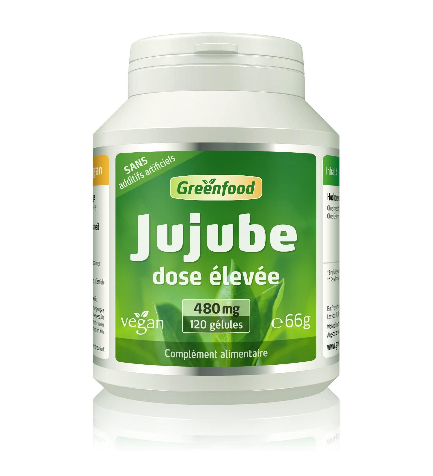 Greenfood Jujube 480 mg 120 capsules high doses no artificial additives no genetic engineering. Vegan. - Buy Online on GoSupps.com