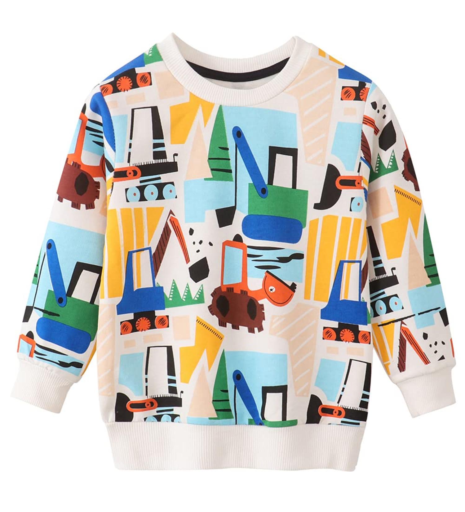 EULLA Baby Boy Digger Jumper | Long Sleeve Beige Sweatshirt | Cotton Casual Tops | 12-24 Months - Buy Online on GoSupps.com