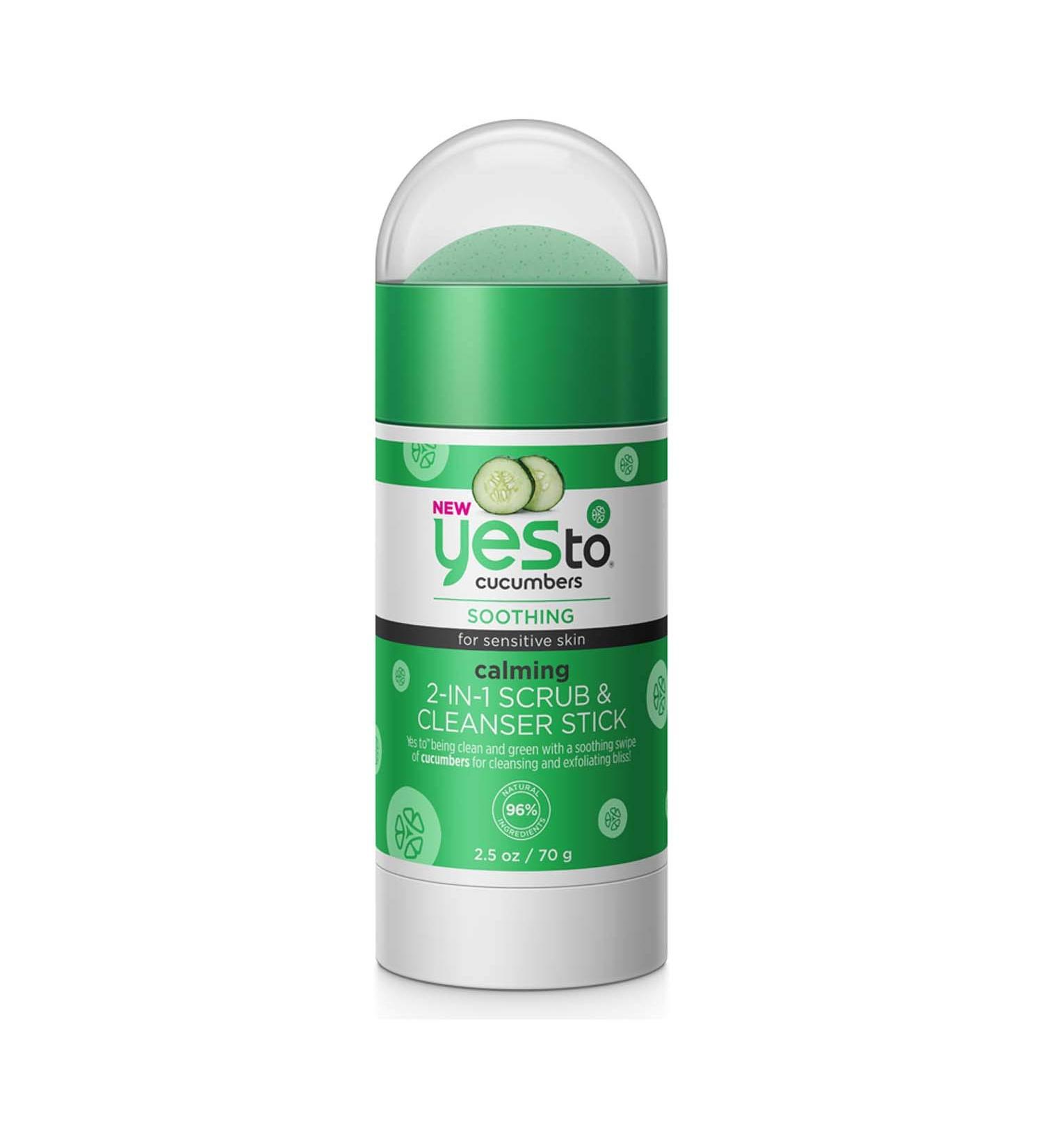 Yes To Cucumbers Calming 2-in-1 Scrub & Cleanser Stick - 2.5 oz | For Sensitive Skin - Buy Online on GoSupps.com