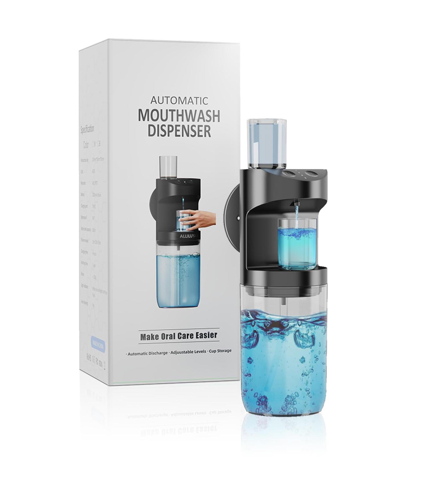 Buy Mundwater Donor Automatic 550ml Mouthwash Dispenser - Waterproof Self-Cleaning Drip-Proof Bathroom Accessory in Black | International Shipping Available - Buy Online on GoSupps.com