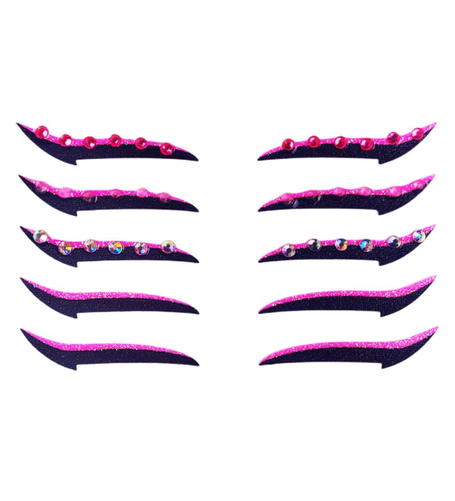 Glitter Self Adhesive False Eyelashes with Reusable Pink Eyeliner Stickers - Waterproof and Long-Lasting (5 Pairs) - Buy Online on GoSupps.com
