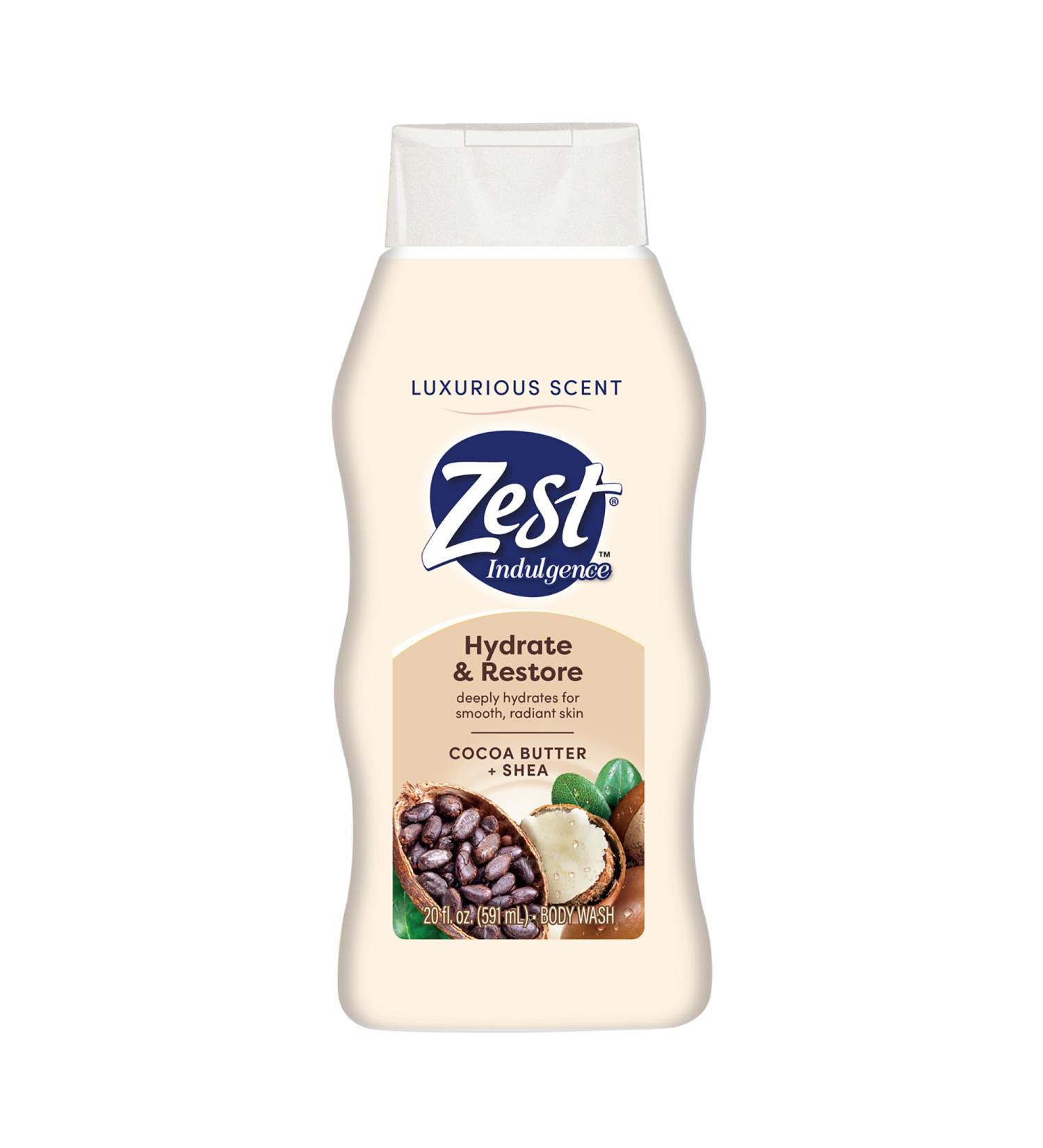 Zest Body Wash - Enriched with Wild Cocoa Butter and Shea - Hydrating Body Soap - Suitable for All Skin Types - Cocoa Butter and Shea - 20 oz