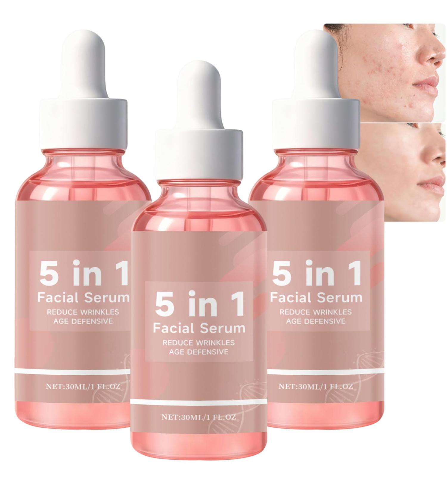 S rum visage anti- ge 5-en-1 la vitamine C s rum visage claircissant hydratant et raffermissant r duit les ridules les rides et les taches brunes hydrate en douceur pour lisser et (3PCS) - Buy Online on GoSupps.com