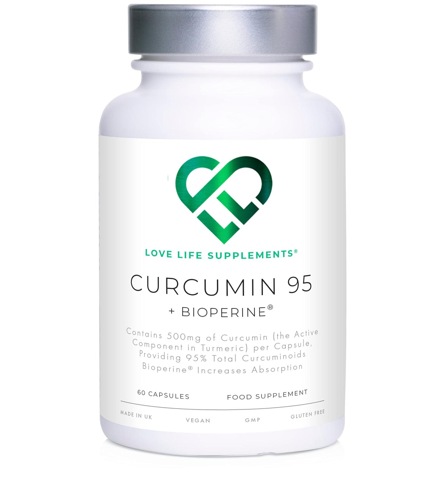 LLS Curcumin 95 + Bioperine Capsules | High Strength Turmeric with 96.9% Curcuminoids | 60 Veg Capsules, Made in UK | GMP/BRC Licensed - Buy Online on GoSupps.com