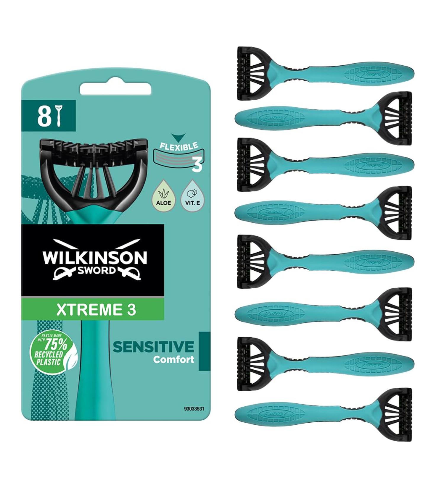 Xtreme 3 For Men | Sensitive | Pack of 8 Disposable Razors - 8 count (Pack of 1) A Dark Green 8 count (Pack of 1) - Buy Online on GoSupps.com