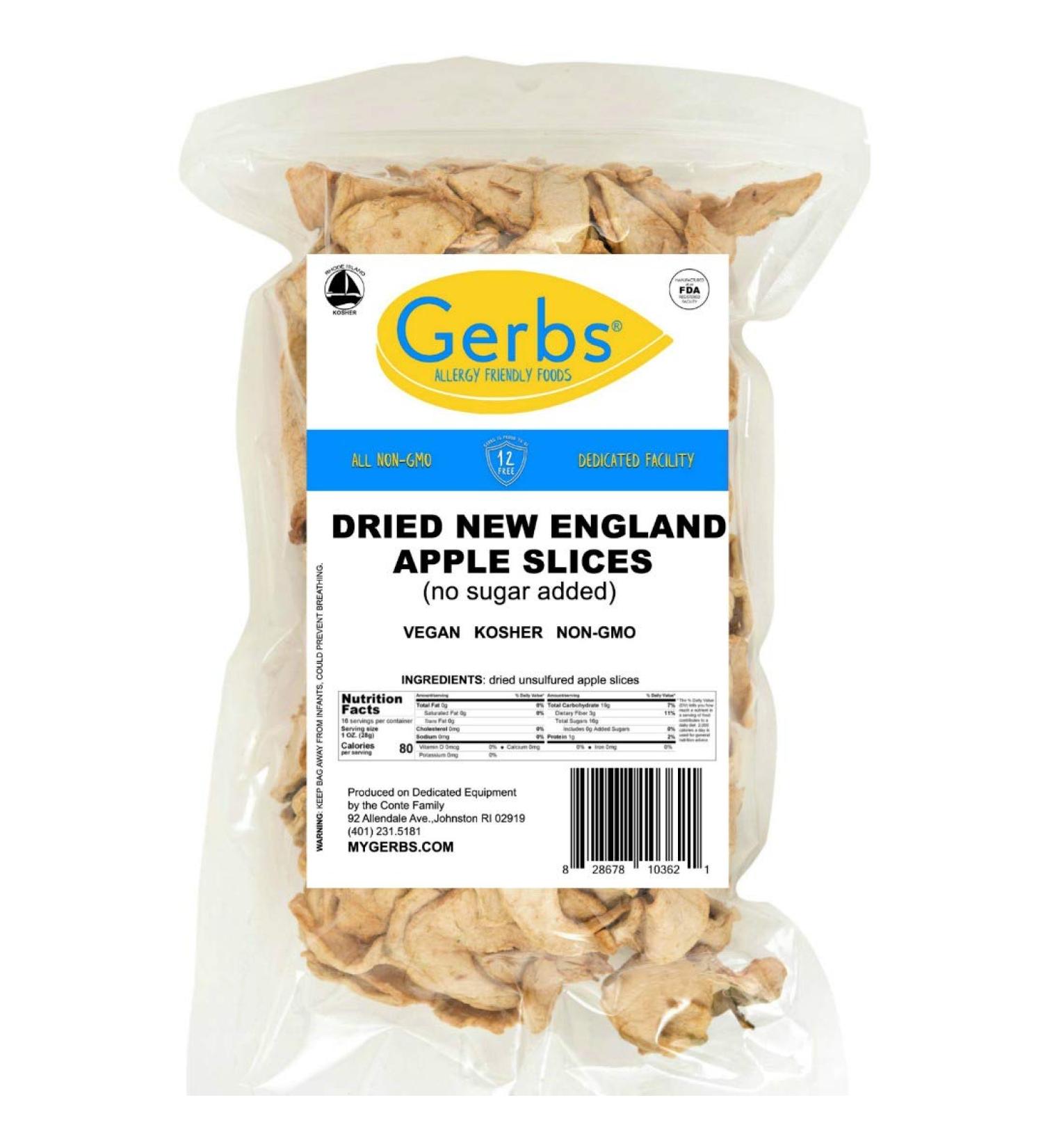 GERBS Dried New England Apple Slices 16oz - No Sugar Added, Unsulfured, Allergy-Free Snack - Buy Online on GoSupps.com