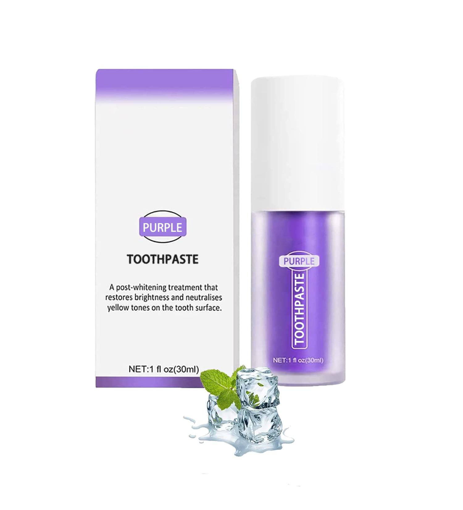 Purple Toothpaste for Teeth Whitening and Stain Removal | Sensitive Teeth Formula | Extra Whitening Gel for Yellow Stain Removal - Buy Online on GoSupps.com