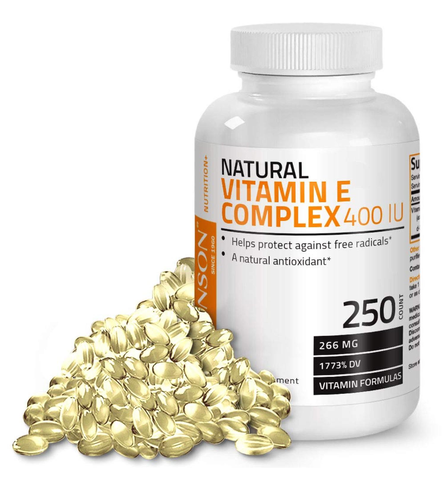 Natural Vitamin E Complex 400 I.U. Softgels - 250 Count (Pack of 1) - Buy Online on GoSupps.com