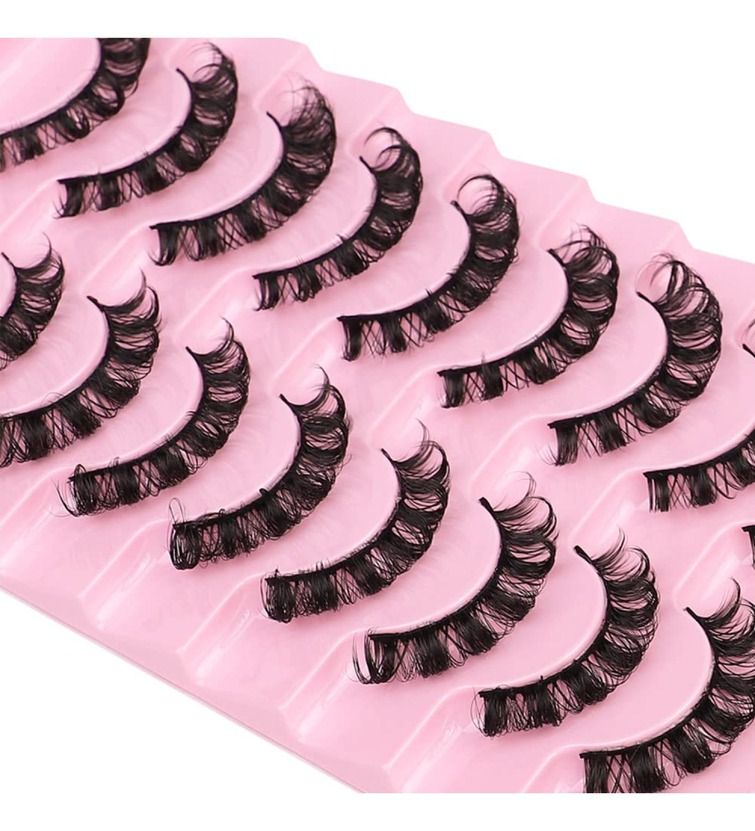Russian Strip Lashes Natural Look False Eyelashes D Curly Faux Mink Lashes Wispy Fluffy Volume Russian Lashes 3D Effect Fake Eyelashes (10 Pairs) (10 DH02) Dh02 10 - Buy Online on GoSupps.com