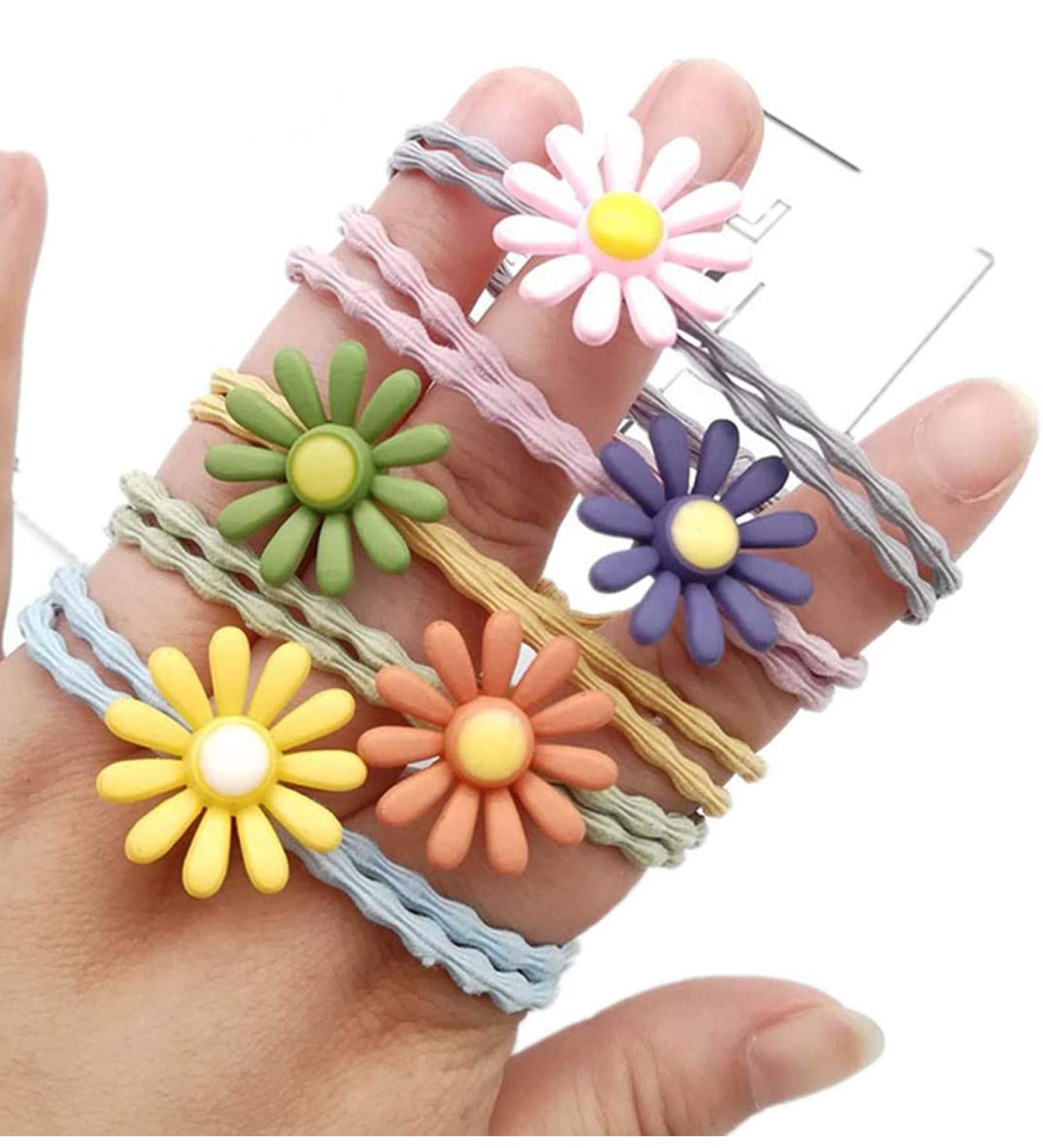 Cuhair Daisy Design Elastic Hair Ties 10pcs