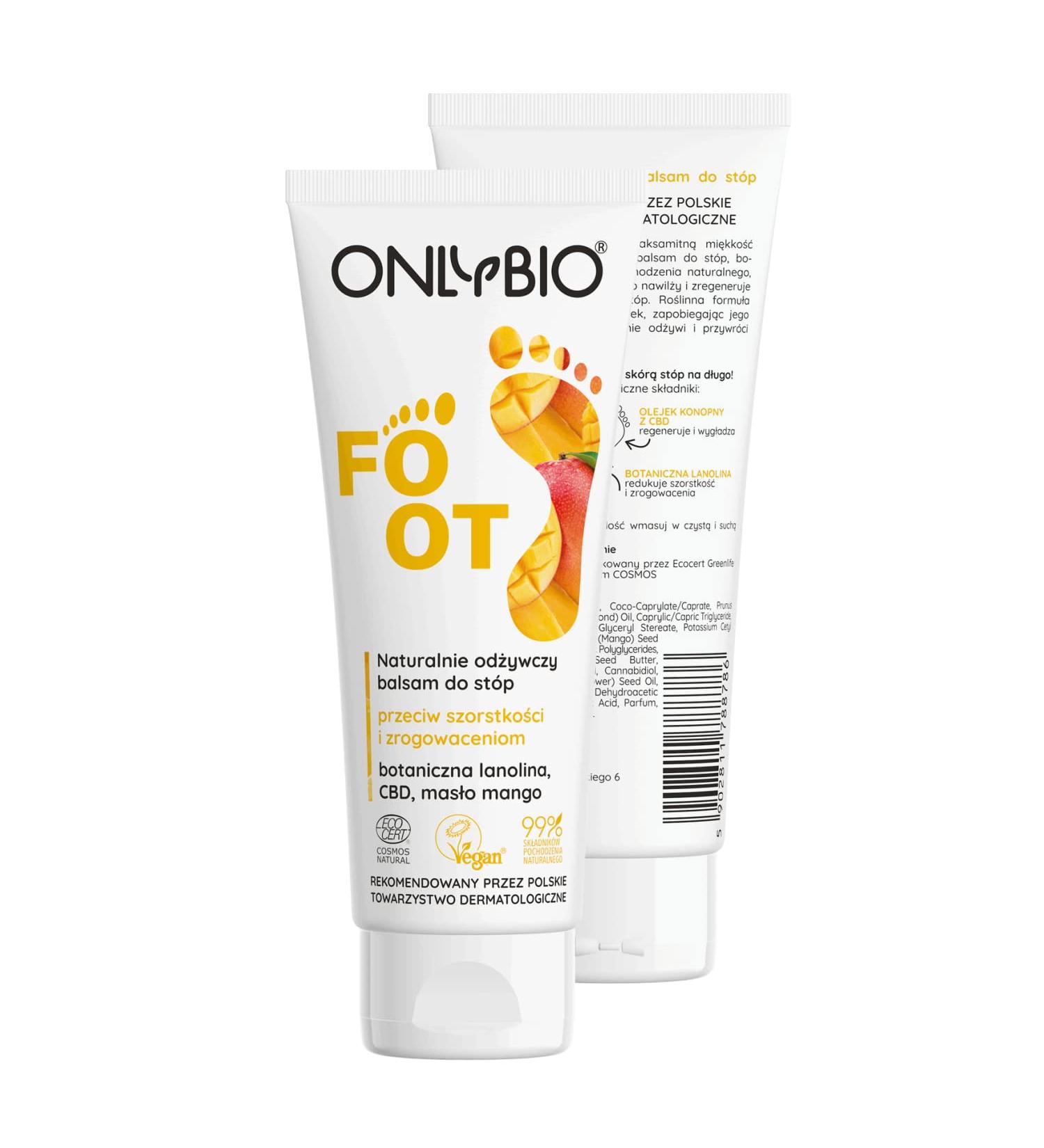 ONLYBIO Nursing Foot Balm - Vegan Botanical Care with Mangobutter & Hemp Oil for Soft Cracked-Free Skin - Buy Online on GoSupps.com
