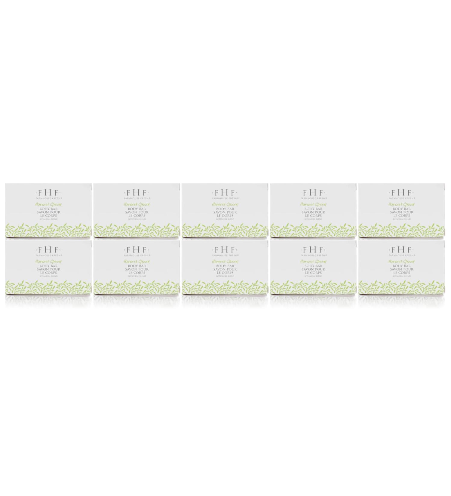 Fuzzion Farmhouse Fresh Harvest Green Botanical Body Bar Soap 1 Ounce - Set of 10