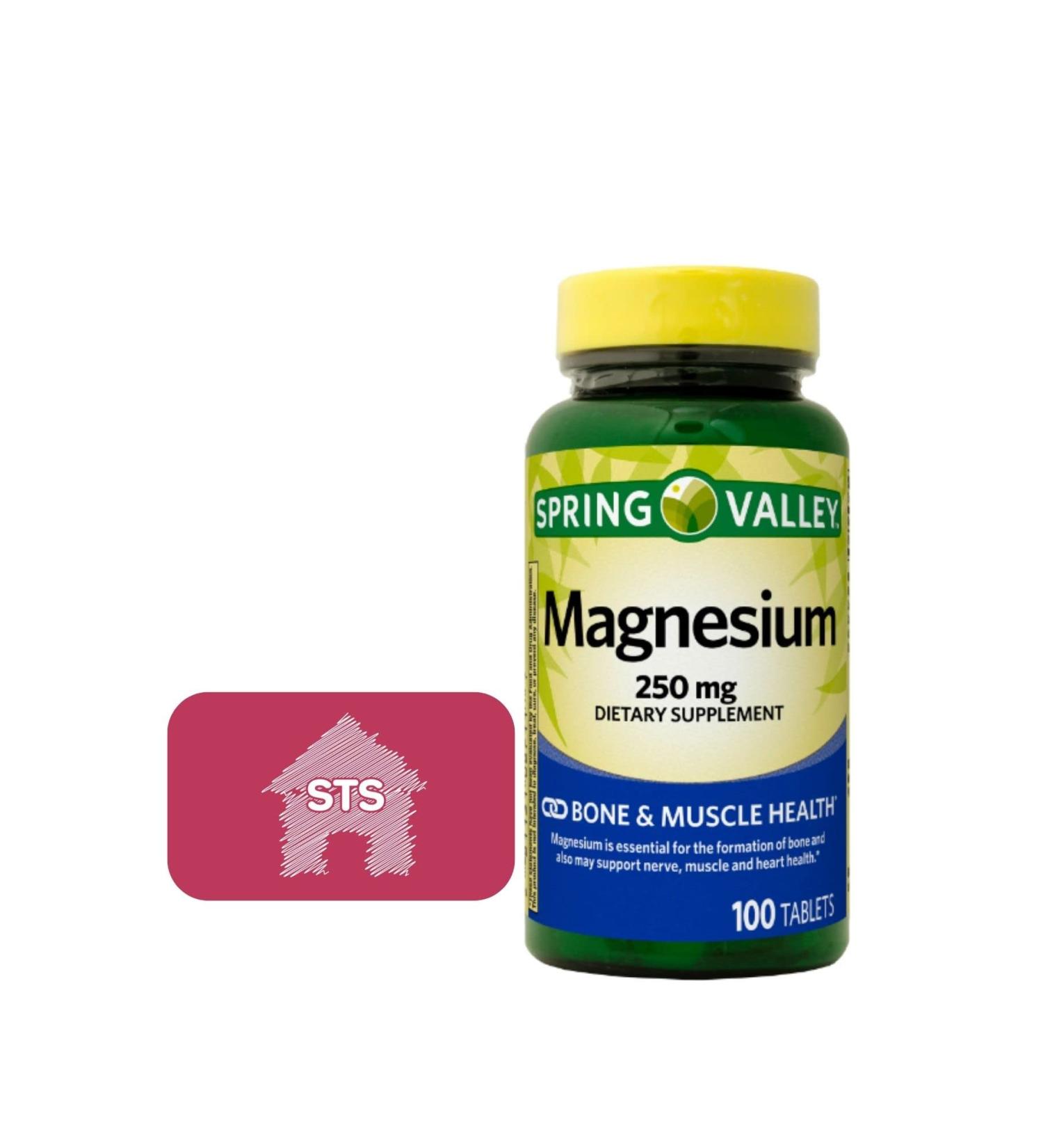 Spring Valley Magnesium 250mg 100 Tablets + STS Home Sticker - Buy Online on GoSupps.com