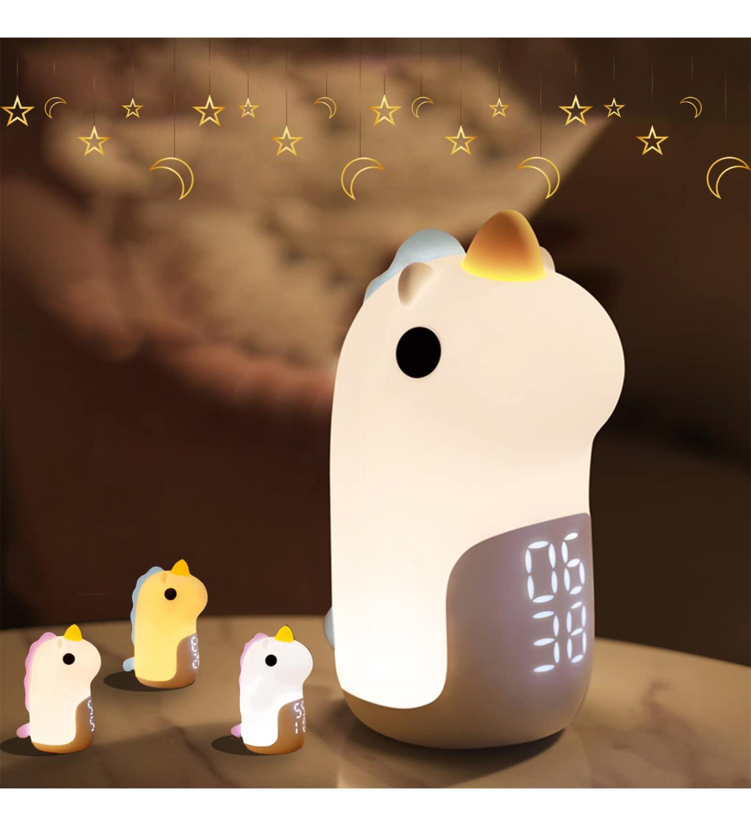 Woukksy Children Alarm Clock with Cute Unicorn Light | Rechargeable Night Light & Snooze Function | Ideal Gift for Girls - Blue - Buy Online on GoSupps.com