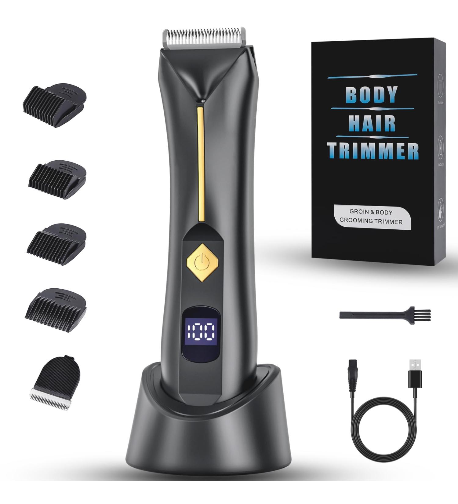 KSIAOS Groin Hair Trimmer for Men - Waterproof Electric Body Groomer with Ceramic Blades Recharge Dock | Ideal for Wet/Dry Use - Buy Online on GoSupps.com