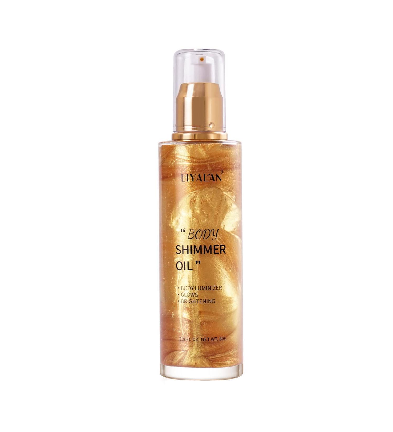 Liyalan Shimmer Body Oil Rose Gold Highlighter Illuminator 2.8 Fl Oz - #02 Rose Gold - Buy Online on GoSupps.com