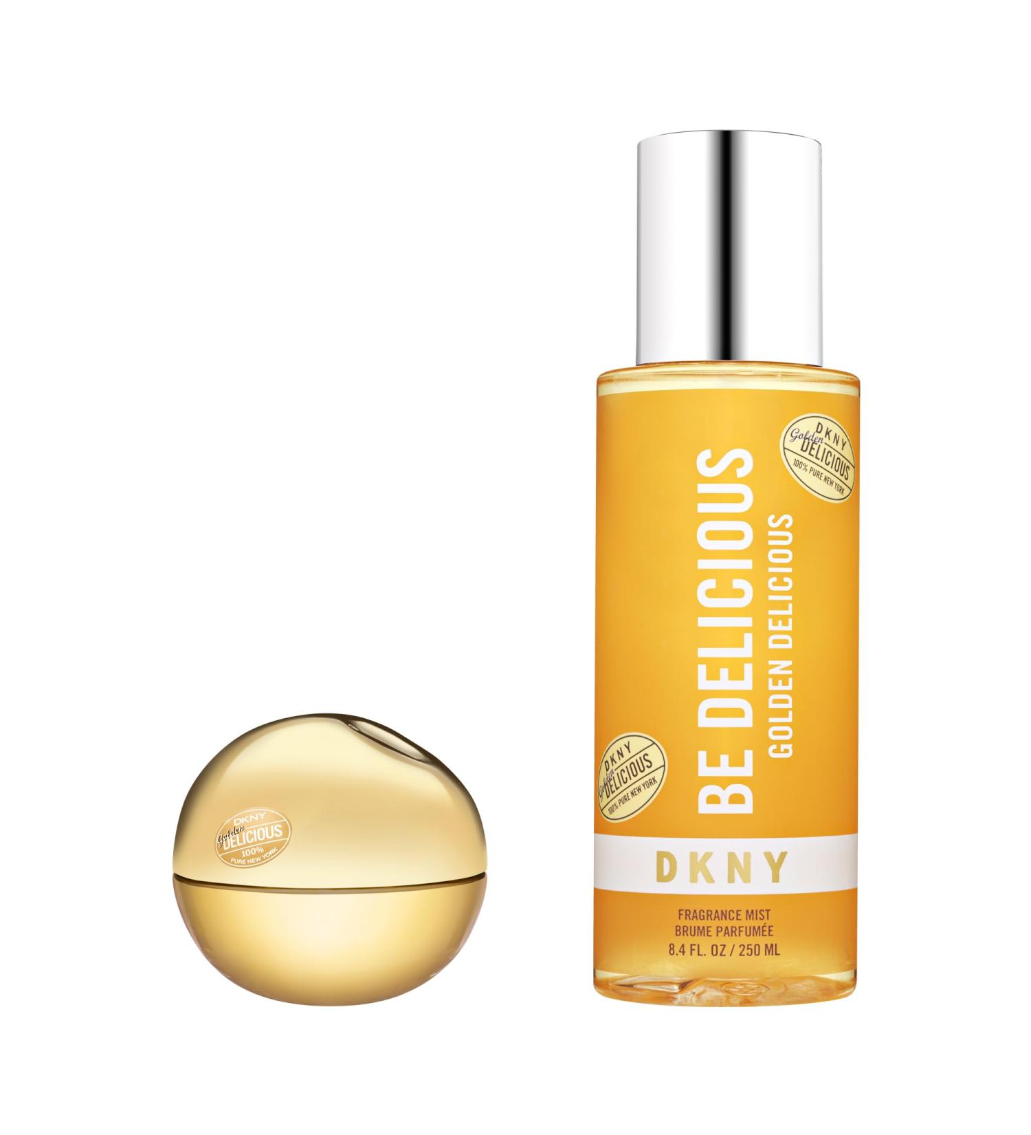 DKNY Golden Delicious Eau de Parfum Duo - Long Lasting White Floral Fragrance - Perfume Spray 1.0 Fl. Oz. & Fragrance Mist 8.4 Fl. Oz.
