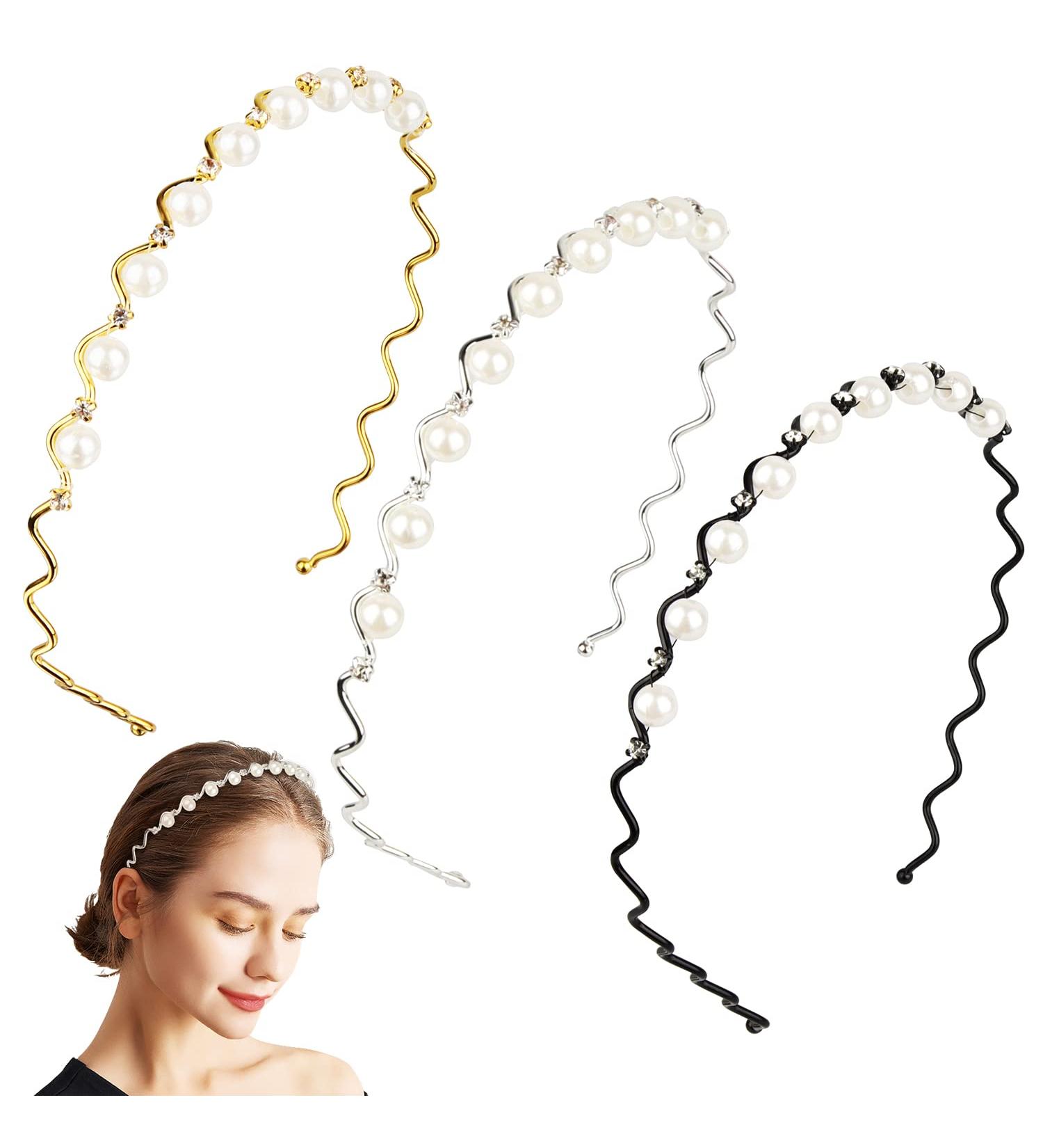 Powmag Set of 3 Wedding Party Faux Pearls Rhinestone Headband - Elegant Bridal Hair Accessories for Weddings Parties & Valentine's Gifts - Buy Online on GoSupps.com