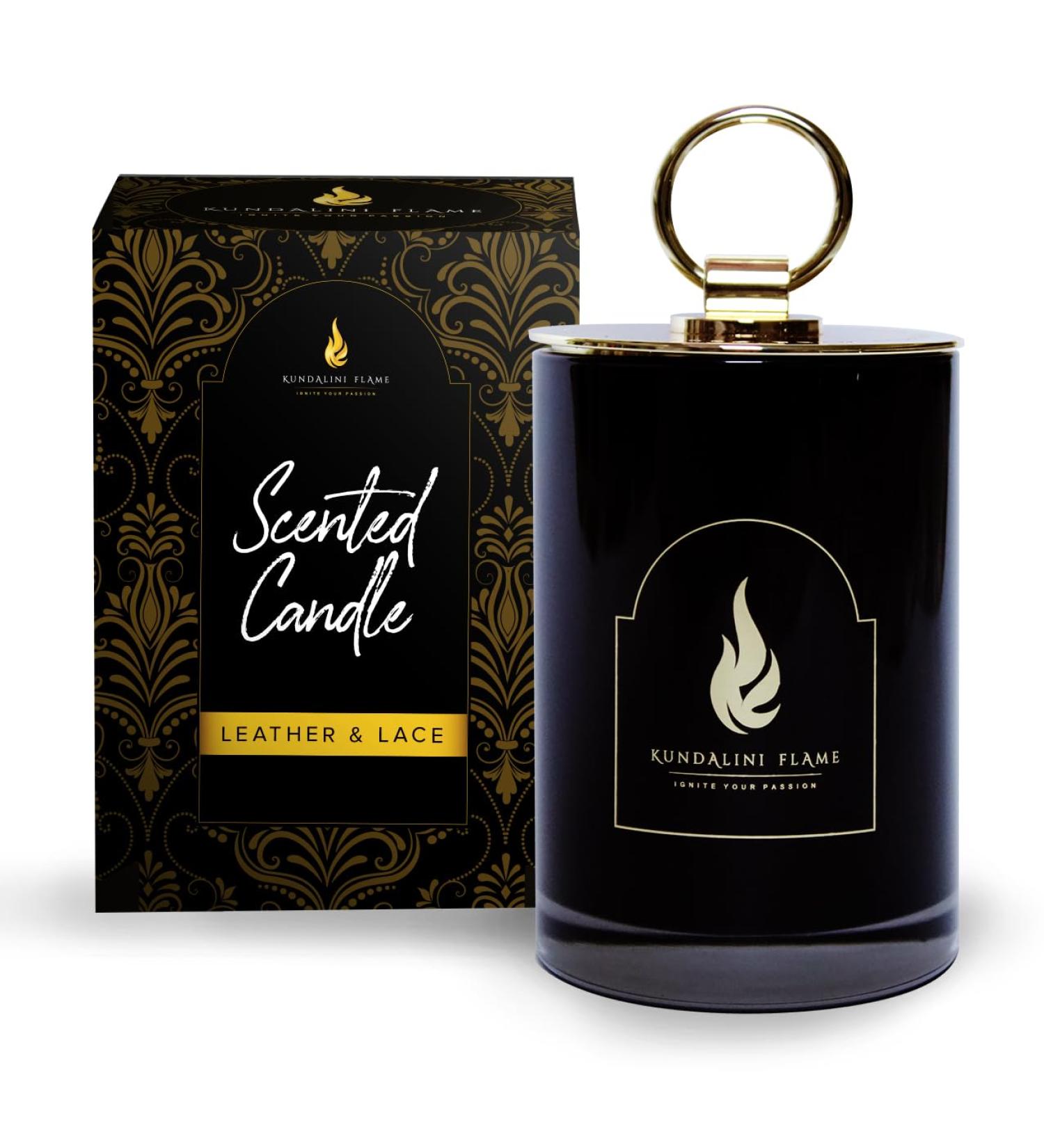 Leather and Lace Soy Candle - 8 oz Hand-Poured Aromatherapy with Built-in Snuffer | Reusable Vessel | Symbol of Balance and Harmony | International Shipping - Buy Online on GoSupps.com