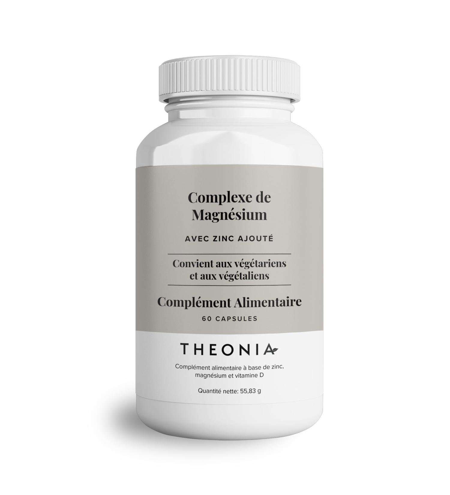 Theonia Magnesium Complex 205mg High Concentration Supplement with Zinc and Vitamin D3 - Helps Muscle and Bone Health - 60 Capsules - Buy Online on GoSupps.com