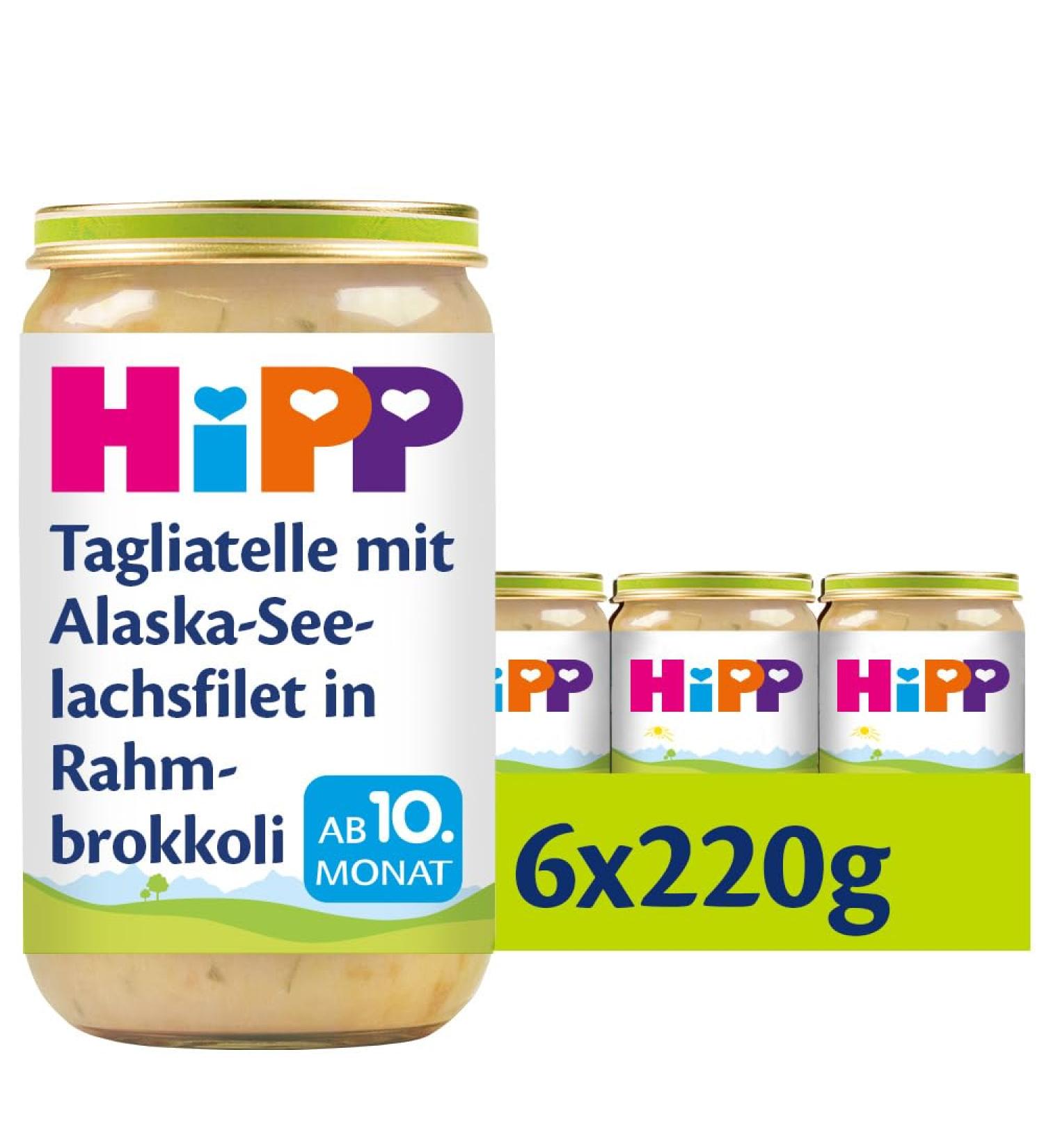 Hipp Tagliatelle with Alaska Sea axle Filet in Rahmbrokkoli 6 Pack (6 x 220 g) Tagliatelle with Alaska-Seel axle fillet in Rahmbrokkoli 220g
