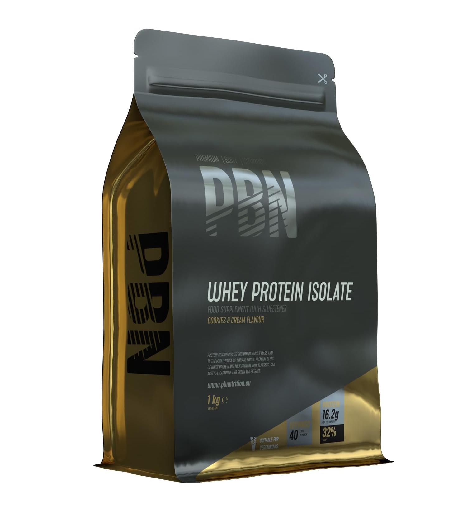 PBN Whey-ISOLATE Protein Powder 1kg Cookies & Cream - 33 Servings | Premium Body Nutrition - Buy Online on GoSupps.com