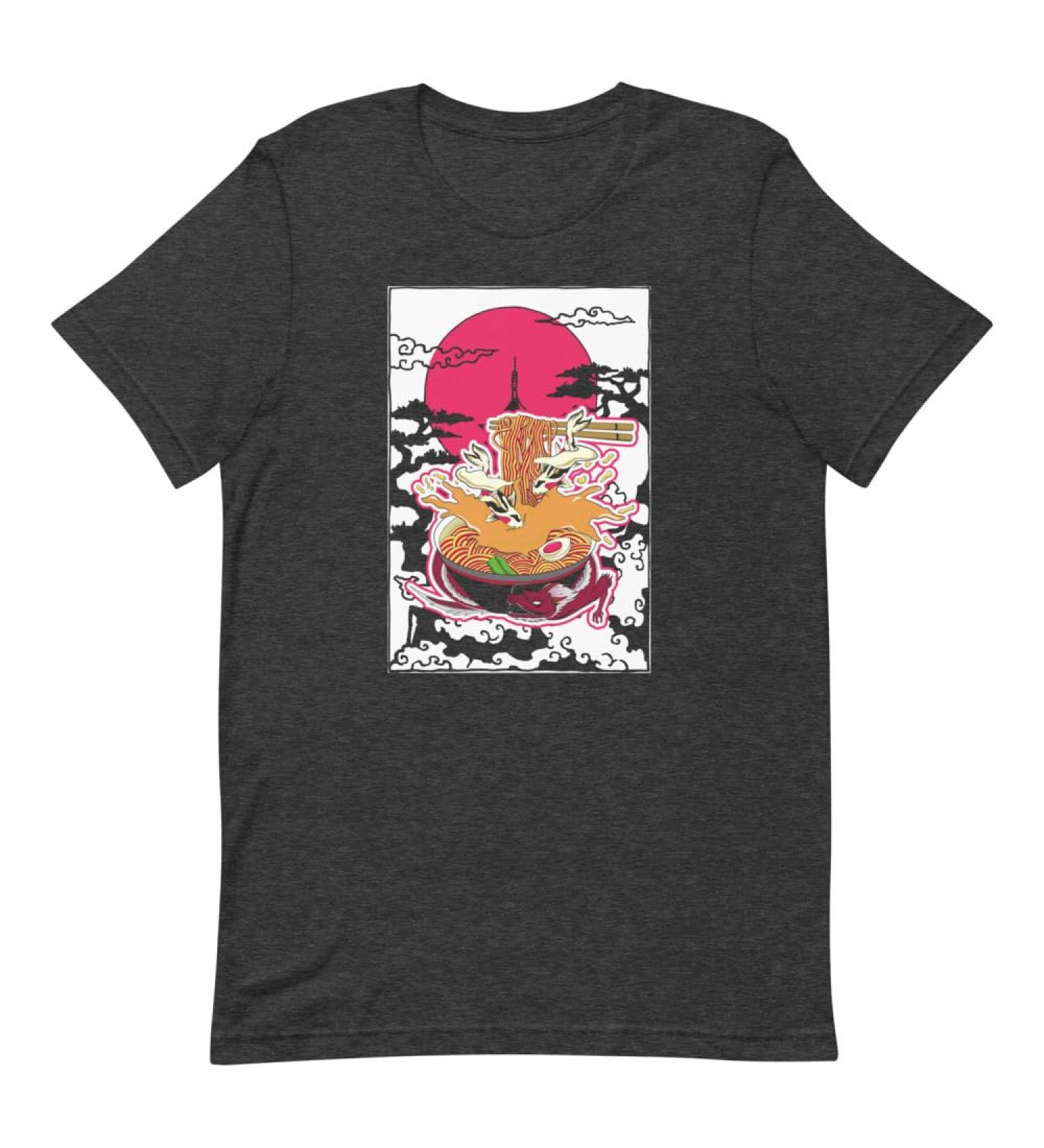 Novelty Udon Noodle Nigiri Nachos Japanese Foods Enthusiast Hilarious Hot Broth Dark Grey Heather Large L Dark Grey Heather