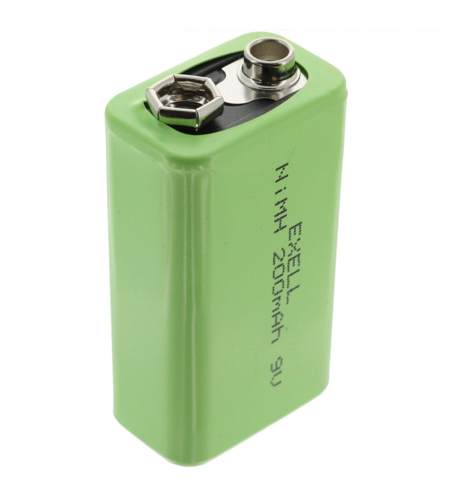 Exell Battery 9-volt NiMH Rechargeable Consumer Top Battery 200mAh