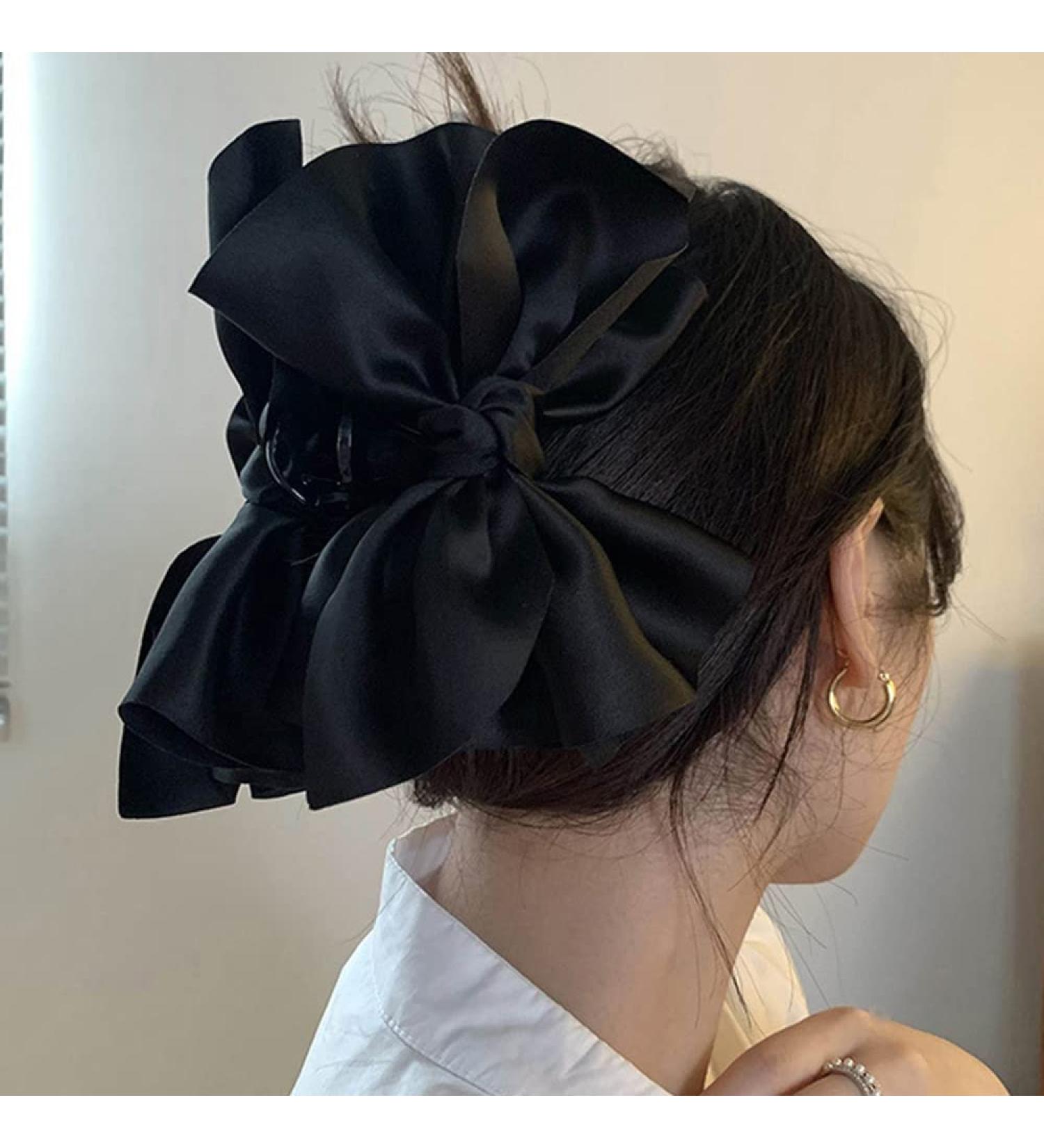 Jumwrit Big Bow Hair Claw Clip - French Design for Strong Hold - Black Fashion Hair Accessories for Women and Girls - Buy Online on GoSupps.com