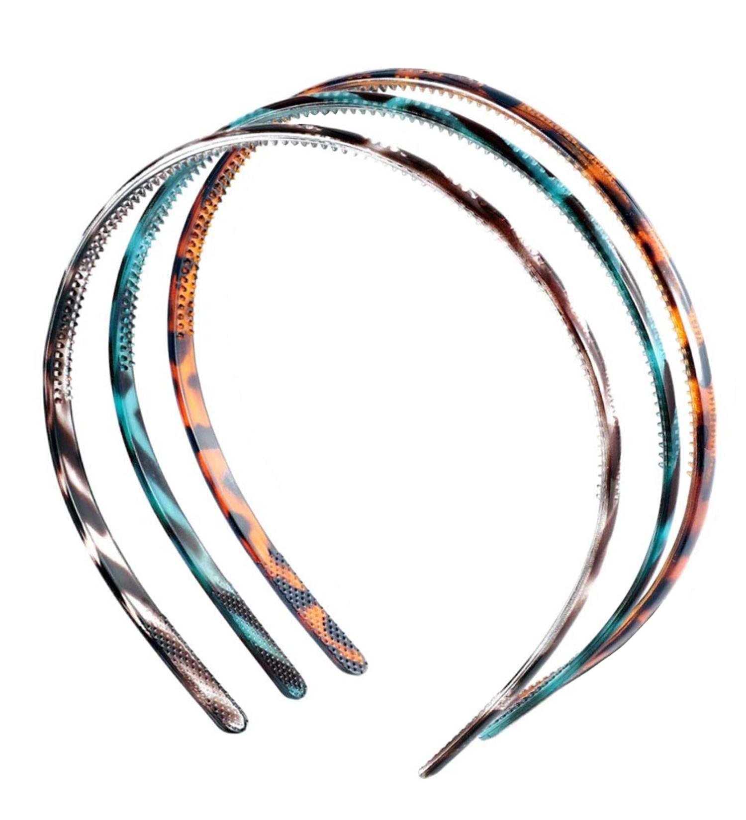 3 Pack Plastic Headbands Teeth Comb Headbands Comfort Leopard Hair Bands Skinny Fine Headbands Styling Accessories for Women Girls (1* different Leopard) 3* different Leopard - Buy Online on GoSupps.com