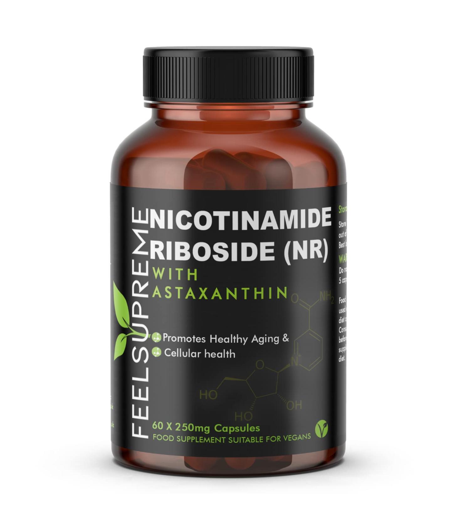 Feel Supreme Nicotinamide Riboside & Astaxanthin NAD+ Supplement - 60 Capsules for Anti-Aging & Energy Boost - Enhanced Brain & Muscle Health Support - Buy Online on GoSupps.com