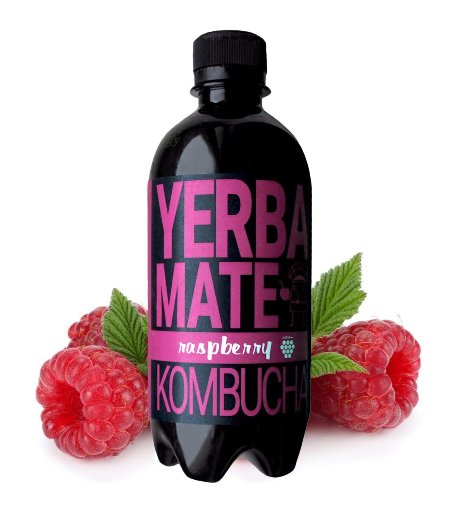 Yerbee Yerba Mate Kombucha Tea Raspberry 400 ml Pilz Drink 100 Natural Fermented Tea Drink Green Tea with Living Kombucha Culture Raspberry 400ml