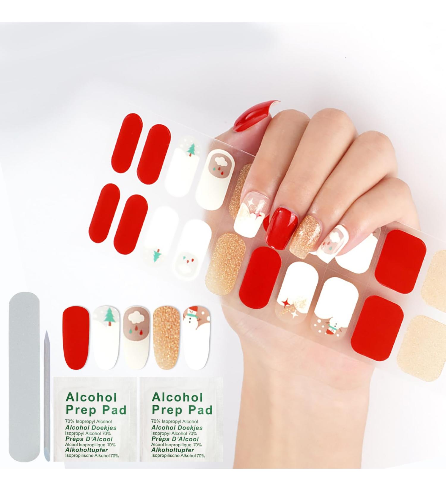 U-Shinein UV Gel Strips Semi-Cured Nail Wraps Self-Adhesive Gel Nail Strips Christmas Gel Nail Stickers Festival Manicure Nail Art Nail Decoration Long Lasting Nail Design Wraps 01 - Buy Online on GoSupps.com