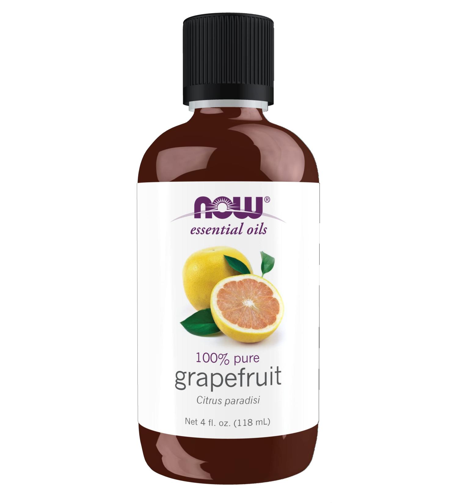 NOW Grapefruit Essential Oil 4oz - 100% Pure, Vegan, Cold Pressed Aromatherapy Scent with Child Resistant Cap - Buy Online on GoSupps.com