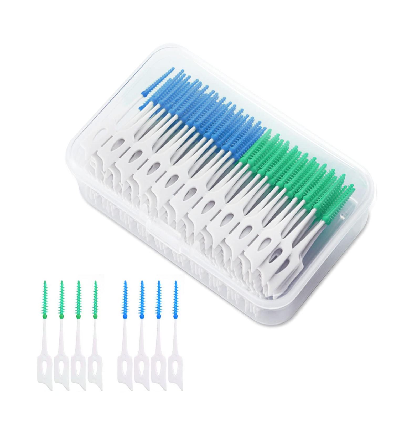 VIKSAUN 200-Piece Interdental Brush Floss Picks - Oral Dental Cleaning Tool (Blue Green) - Buy Online on GoSupps.com