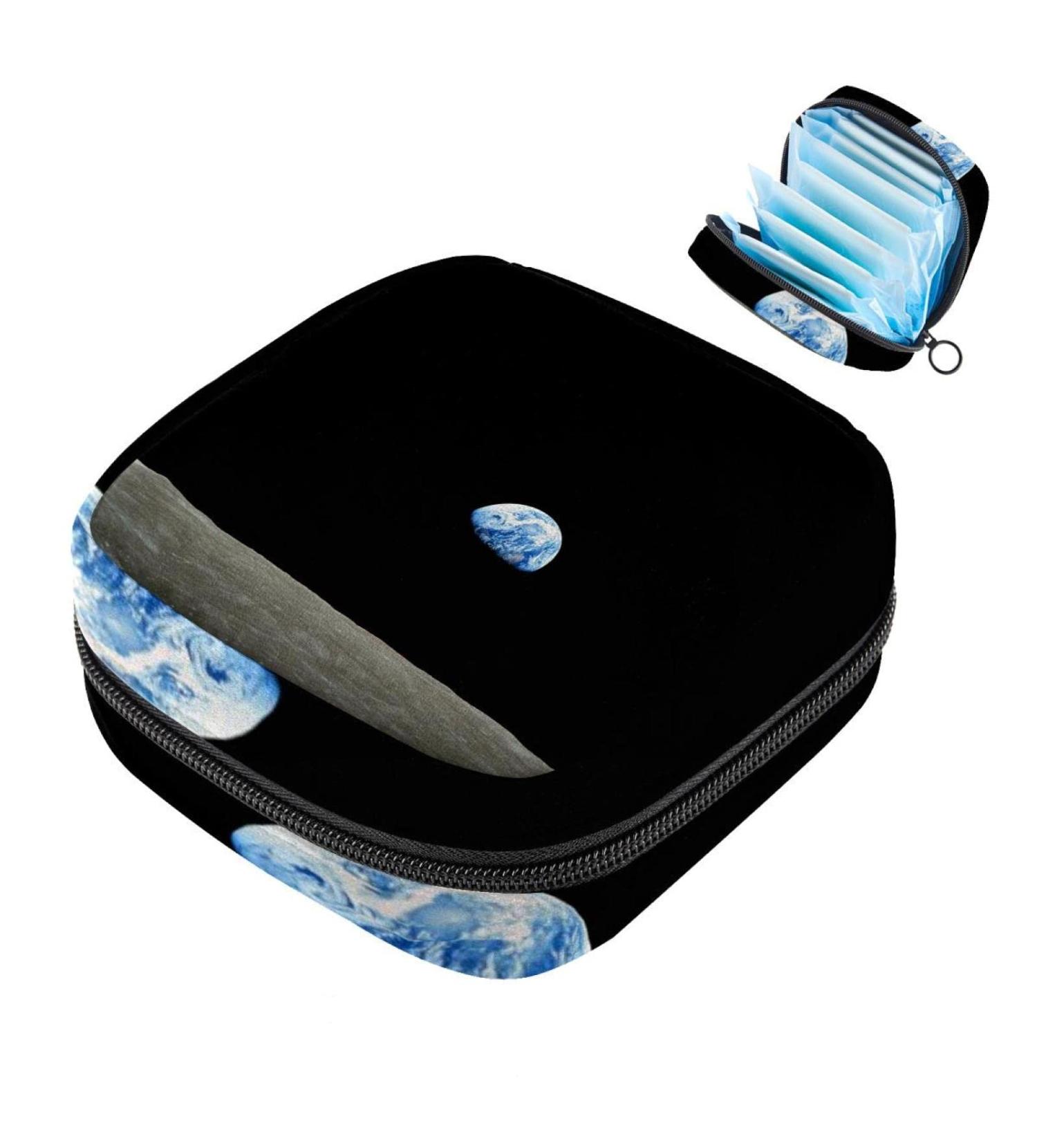 Outer Space Black Women's Napkin Storage Bag | Portable Period Pocket for Teens & Girls | Menstrual Cup & Breastfeeding Holder - Buy Online on GoSupps.com