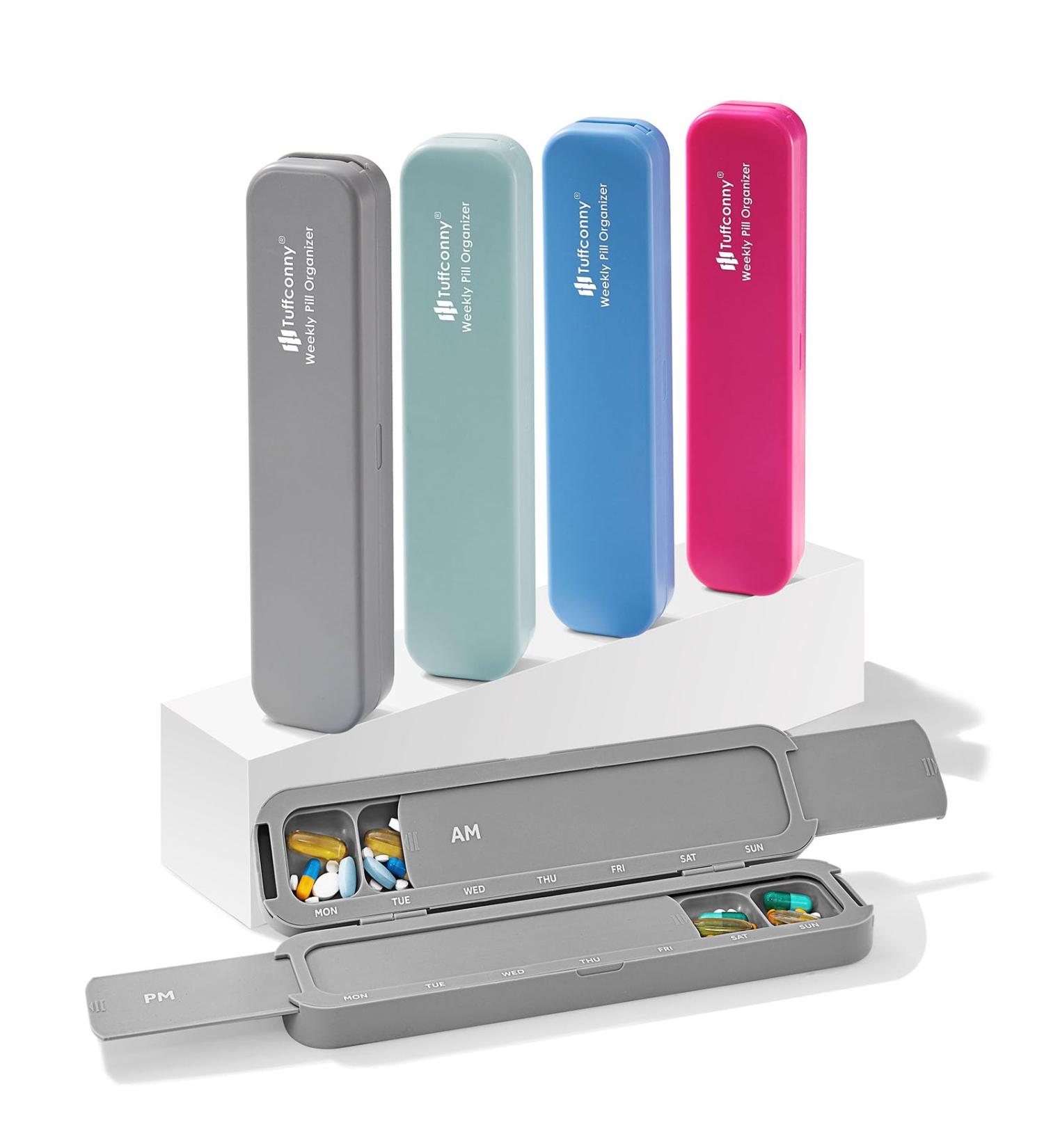 Weekly Pill Organizer | Travel Medicine Case - 7 Day Pill Box for Vitamins & Tablets | Elegant Gray  - Buy Online on GoSupps.com