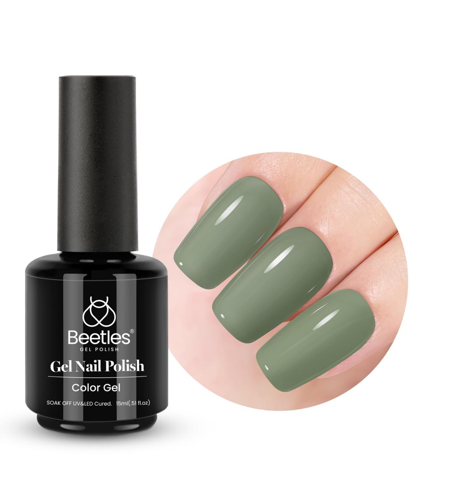 Beetles Sage Green Gel Polish 15mL - DIY Nail Art Soak Off UV LED Manicure Salon - 1 Pcs - Buy Online on GoSupps.com