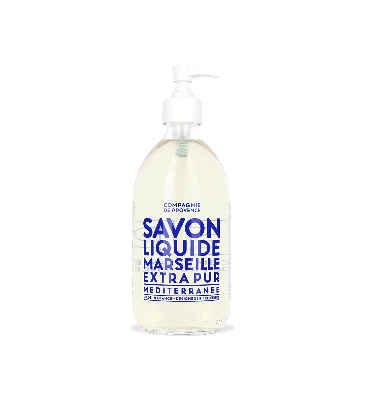 Compagnie de Provence Savon de Marseille Extra Pure Liquid Soap - Mediterranean Sea - 16.7 Fl Oz Glass Pump Bottle - Buy Online on GoSupps.com