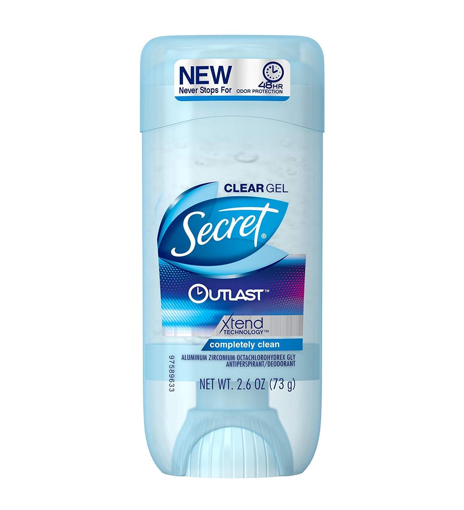 Secret Deodorant Outlast Clear Gel Completely Clean 2.6 Ounce (76ml) (3 Pack)