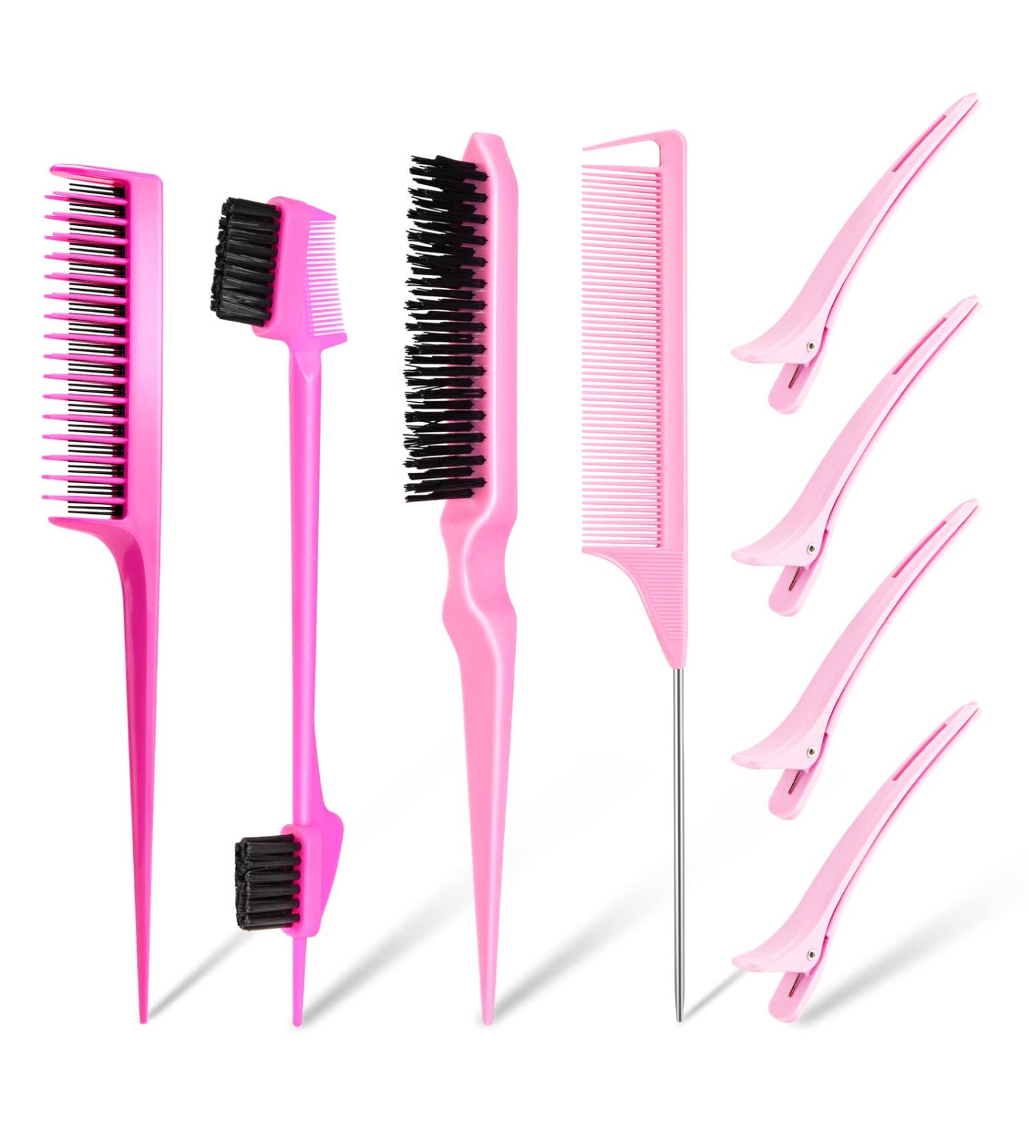 8PCS Hair Brush Comb Set - Pink Hair Brushes for Women, Kids, and Babies - Buy Online on GoSupps.com