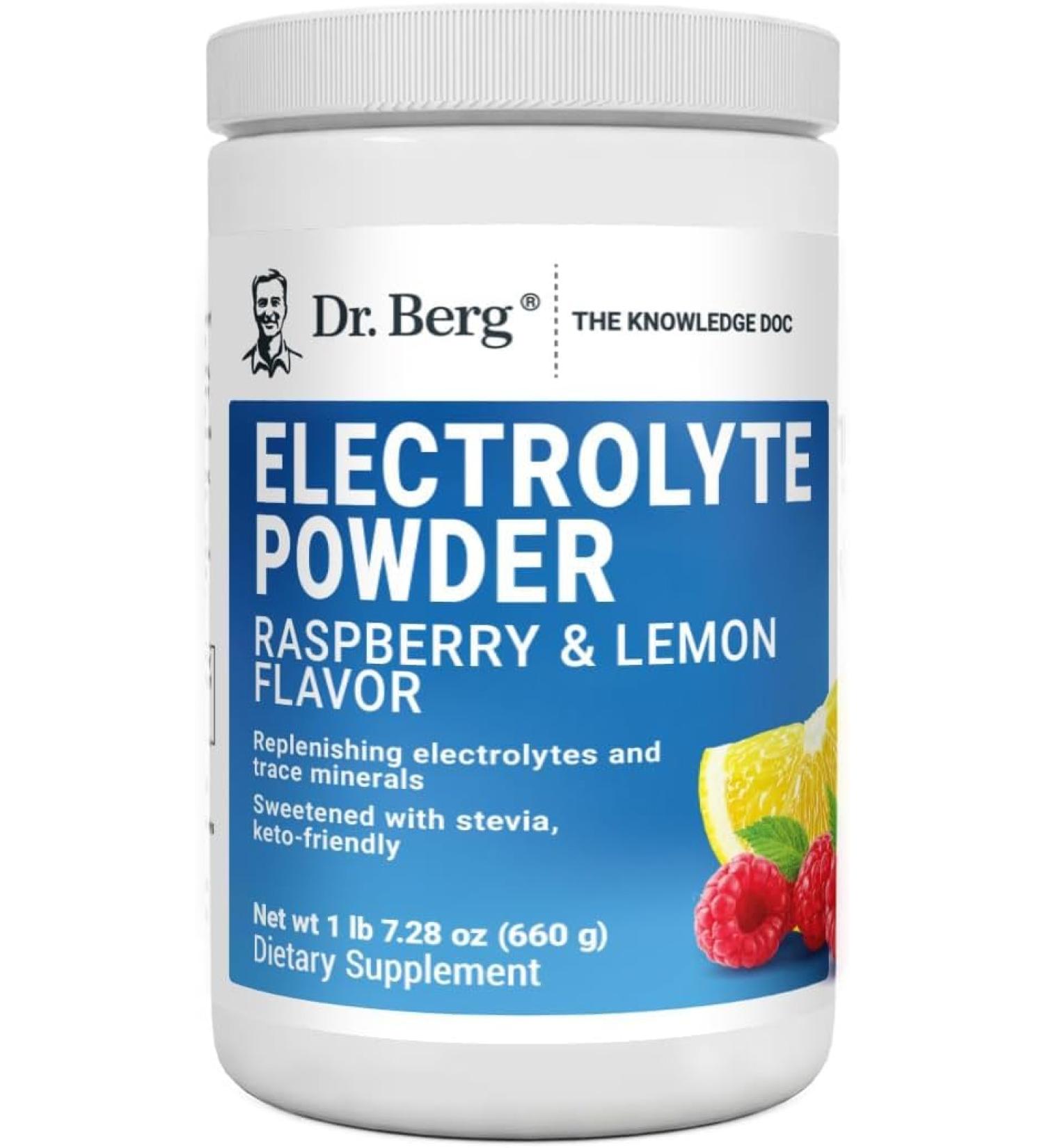 Dr. Berg Electrolyte Powder 1000mg - Raspberry Lemon Flavor - 7.28 Oz - Buy Online on GoSupps.com