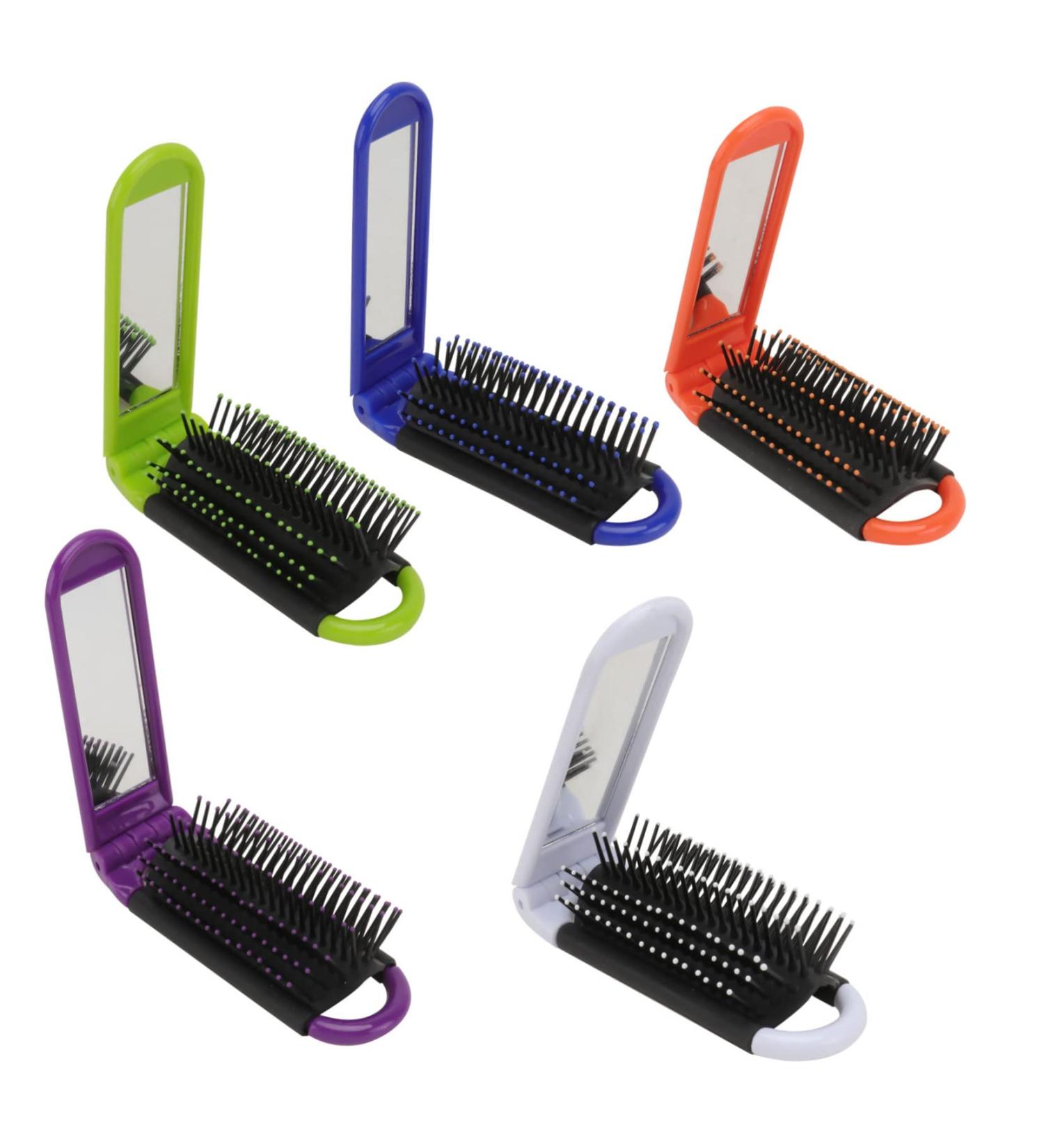 Mikinona 5Pcs Foldable Comb with Mirror Antistatic Comb for High Temperature for Outdoor Travel White Blue Orange Green Purple - Buy Online on GoSupps.com