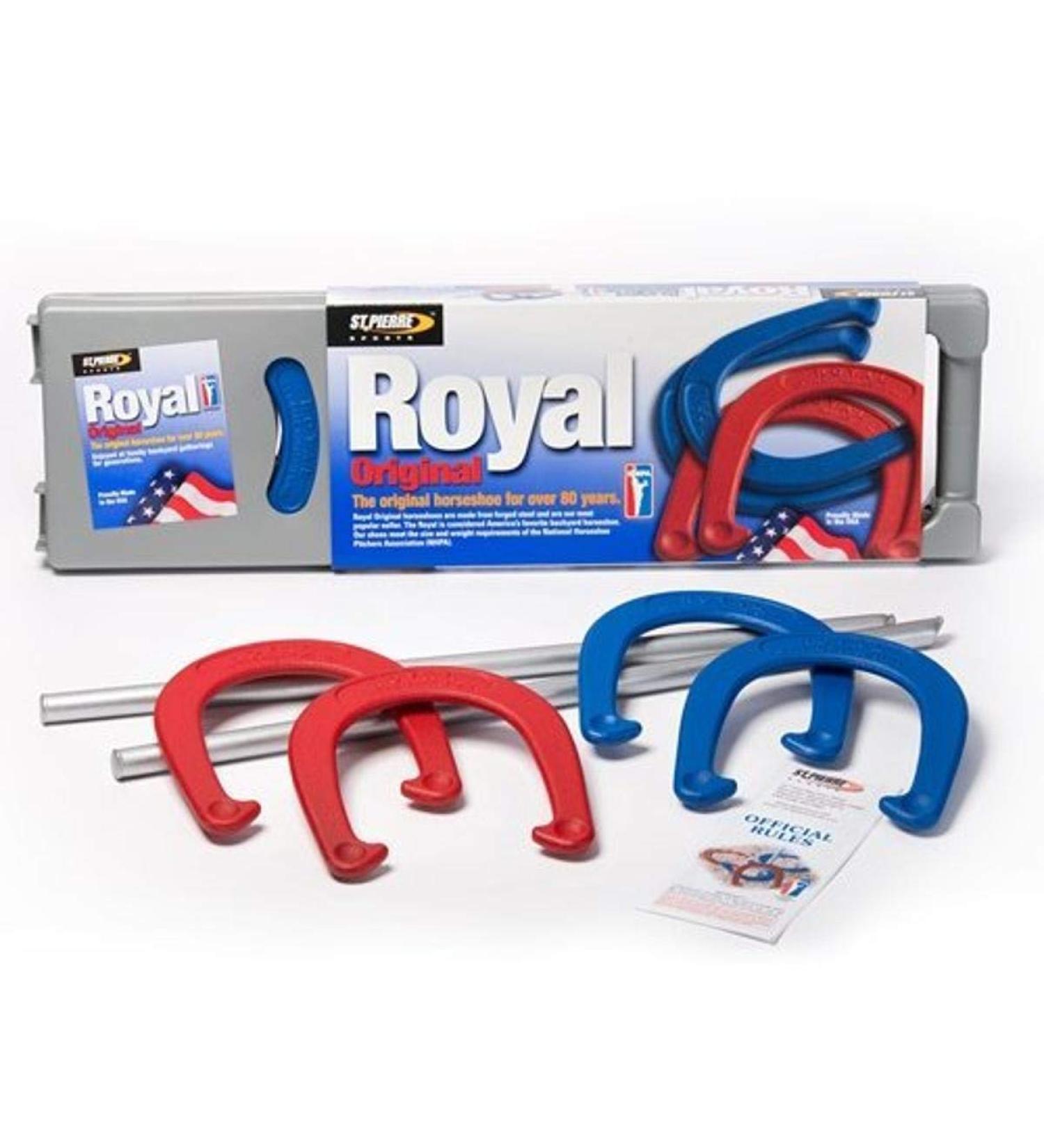 St. Pierre Royal Classic Horseshoes Set with 4 Horseshoes, 2 Steel Stakes, and Rule Book - Buy Online on GoSupps.com