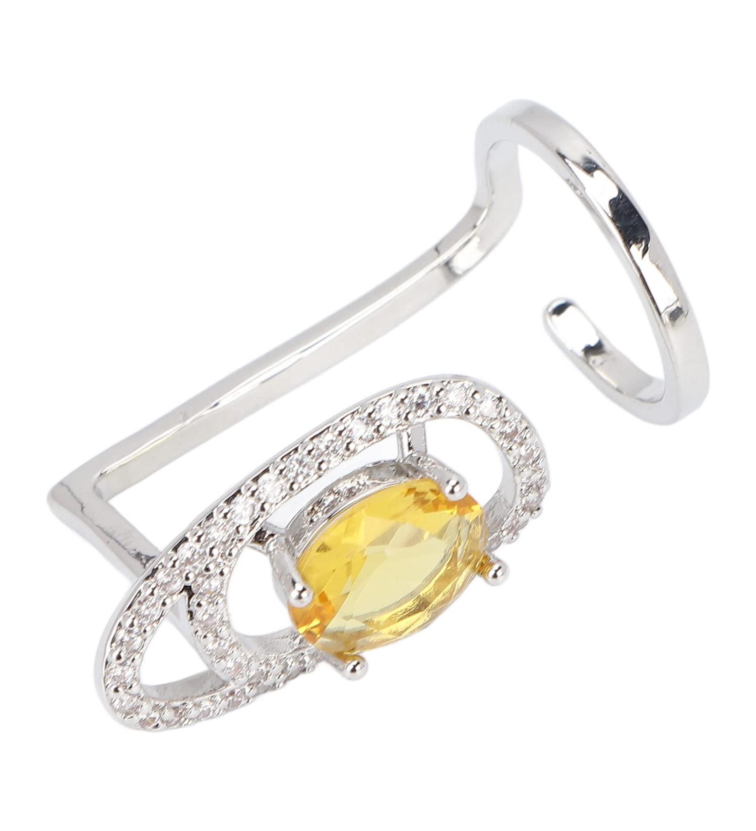 TIKATARER Nail Rings Fingernail Ring Rhinestones Nail Ring Nail Rings With Nails Attached Shiny Delicate Finger Nail Cover Ring Nail Art Charm for Dancing Party Dating (Yellow) - Buy Online on GoSupps.com