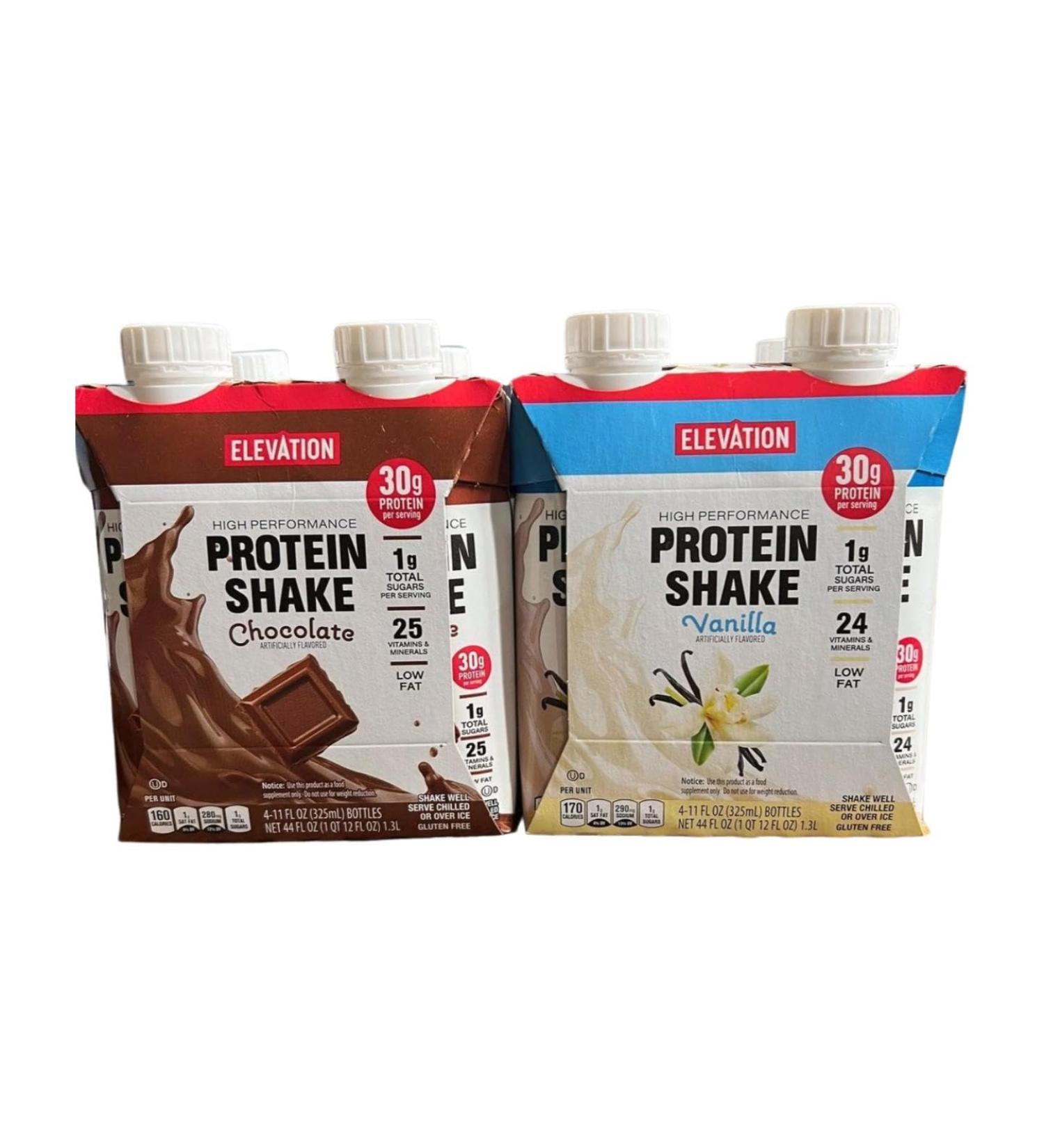 Elevation High Performance Protein Shake Vanilla and Chocolate 44fl oz 1.3L (8 Bottles/2 Packs) - Buy Online on GoSupps.com