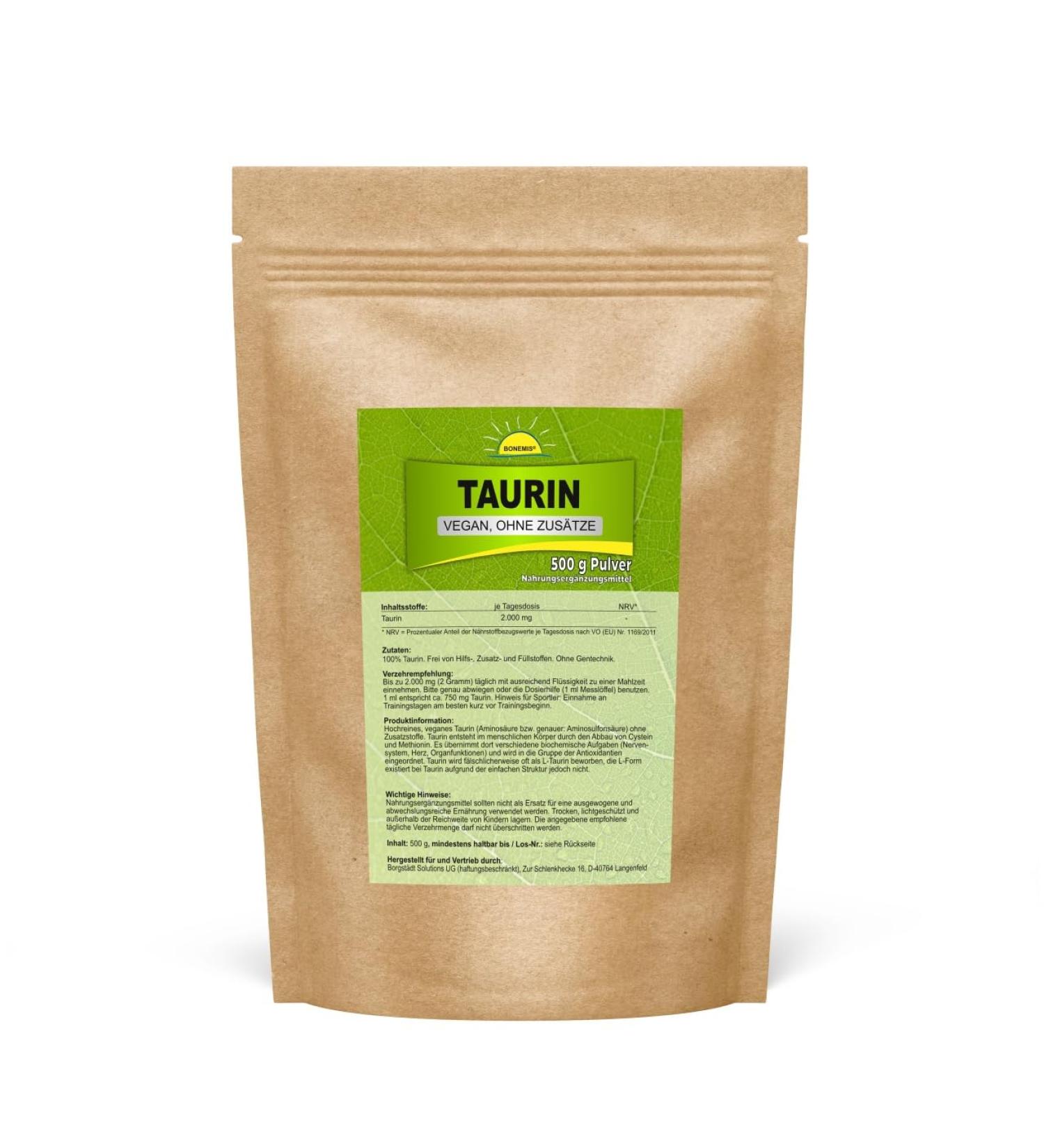 Buy Premium Vegan Taurine Amino Acid 500g - Bonemis | Additive-Free International Shipping - Buy Online on GoSupps.com