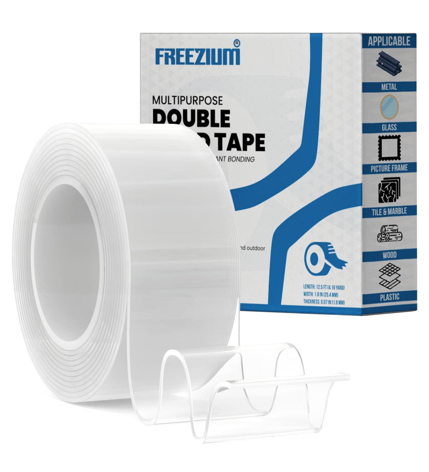 FREEZIUM Nano Tape - Heavy Duty Double Sided Mounting Tape 1.8 x 12.5ft, Multi-Purpose for Metal, Glass, Frames & More - Buy Online on GoSupps.com