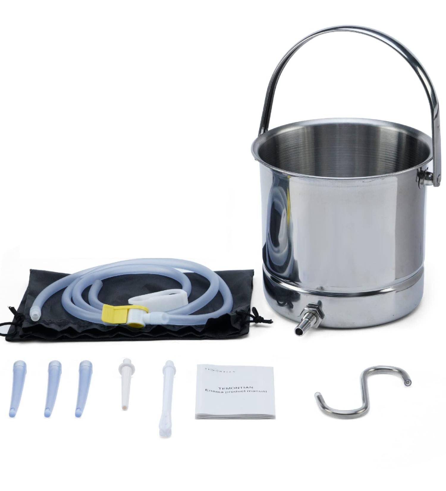 Premium Coffee Enema Bucket Kit | Detox & Colon Cleansing | Stainless Steel Enema Kit for Men & Women - Buy Online on GoSupps.com